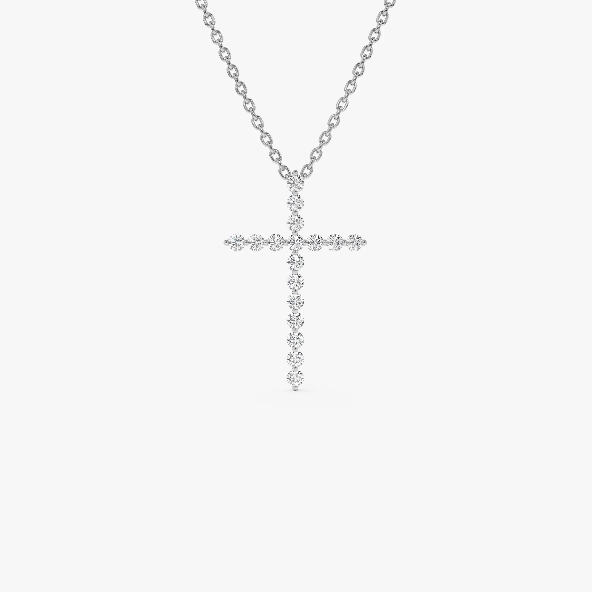 14k Single Shared Prong Diamond Cross - Image 6