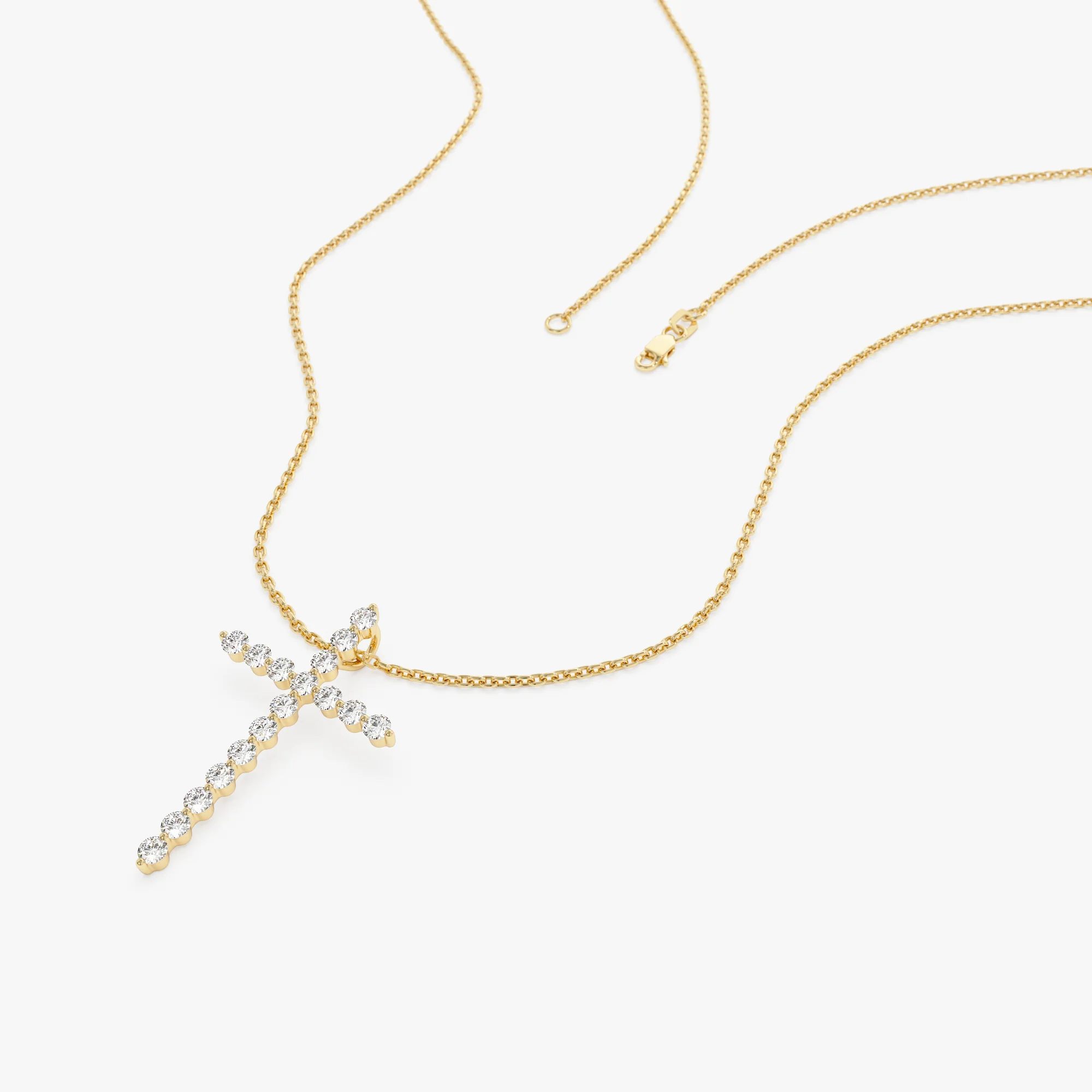 14k Single Shared Prong Diamond Cross - Image 7