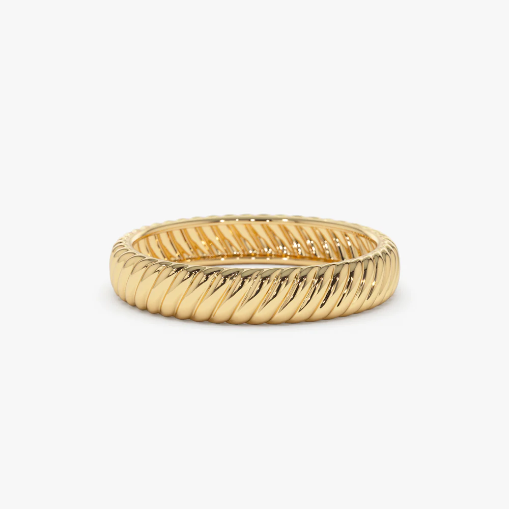 14k Solid Dome Croissant Ring