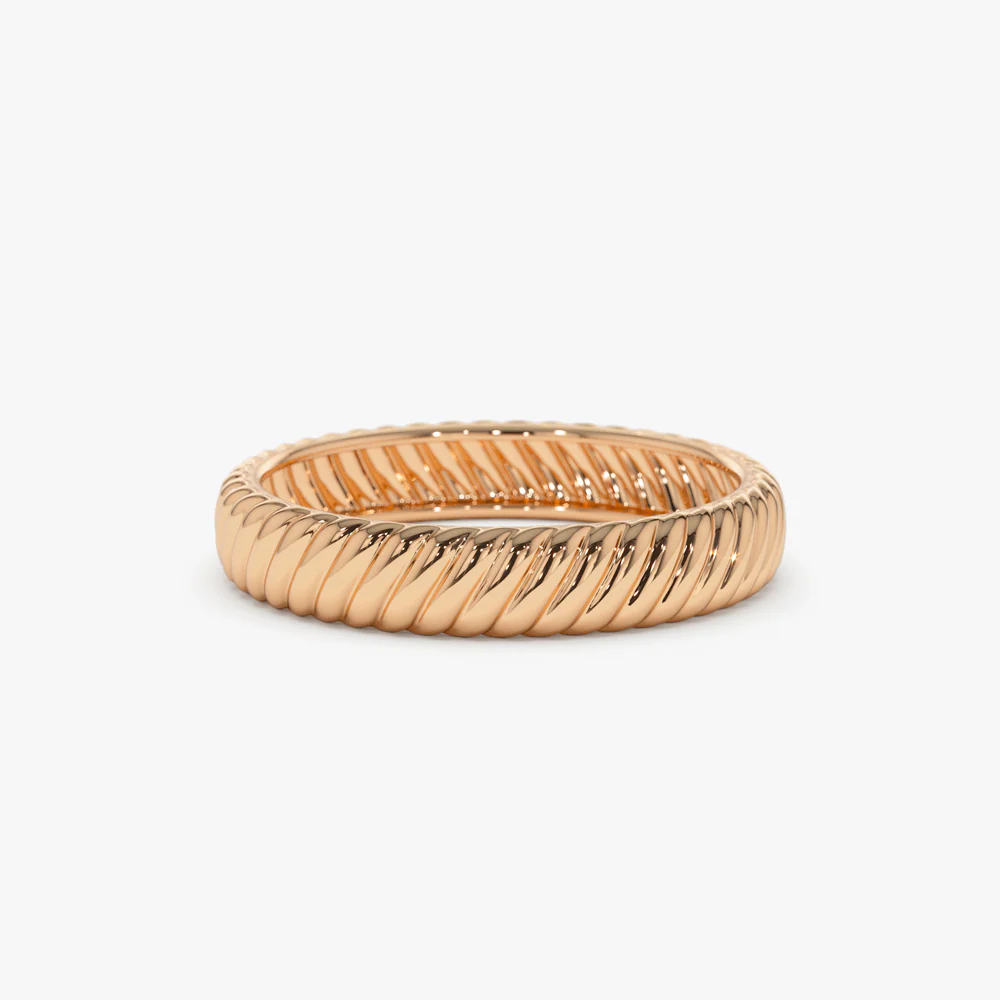 14k Solid Dome Croissant Ring - Image 4