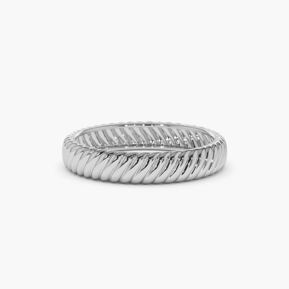 14k Solid Dome Croissant Ring - Image 5