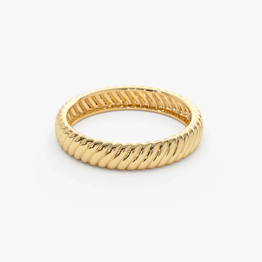 14k Solid Dome Croissant Ring - Image 6