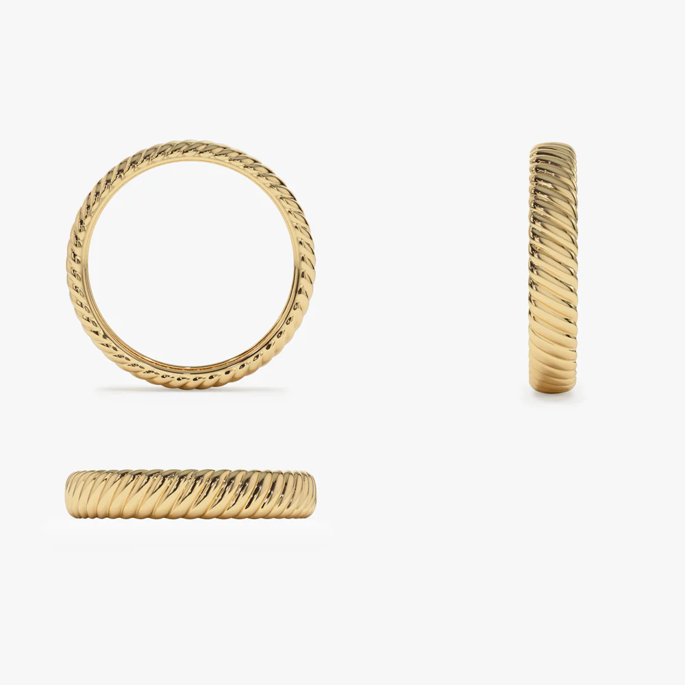 14k Solid Dome Croissant Ring - Image 7