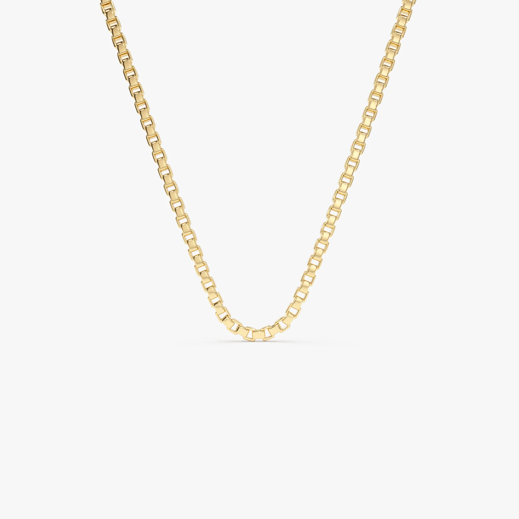 14K Gold Box Chain Necklace 1.25mm