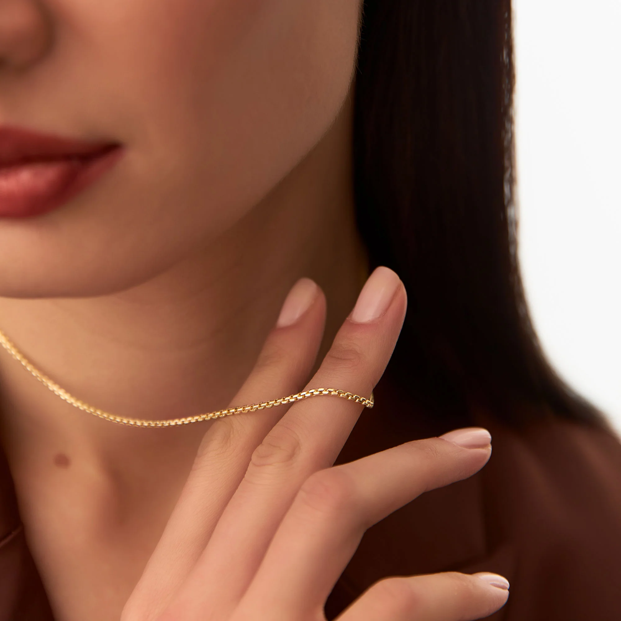 14K Gold Box Chain Necklace 1.25mm - Image 2