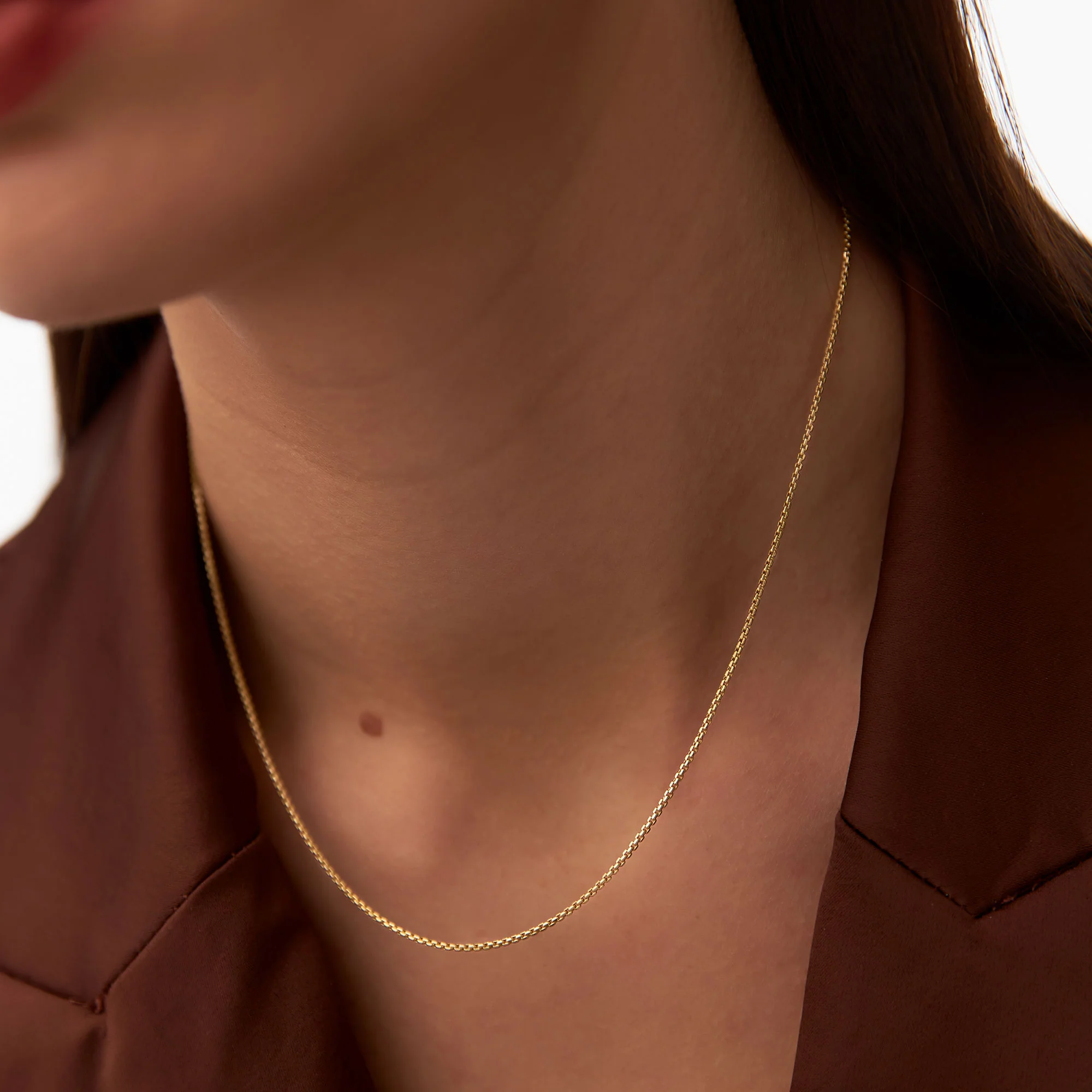 14K Gold Box Chain Necklace 1.25mm - Image 3