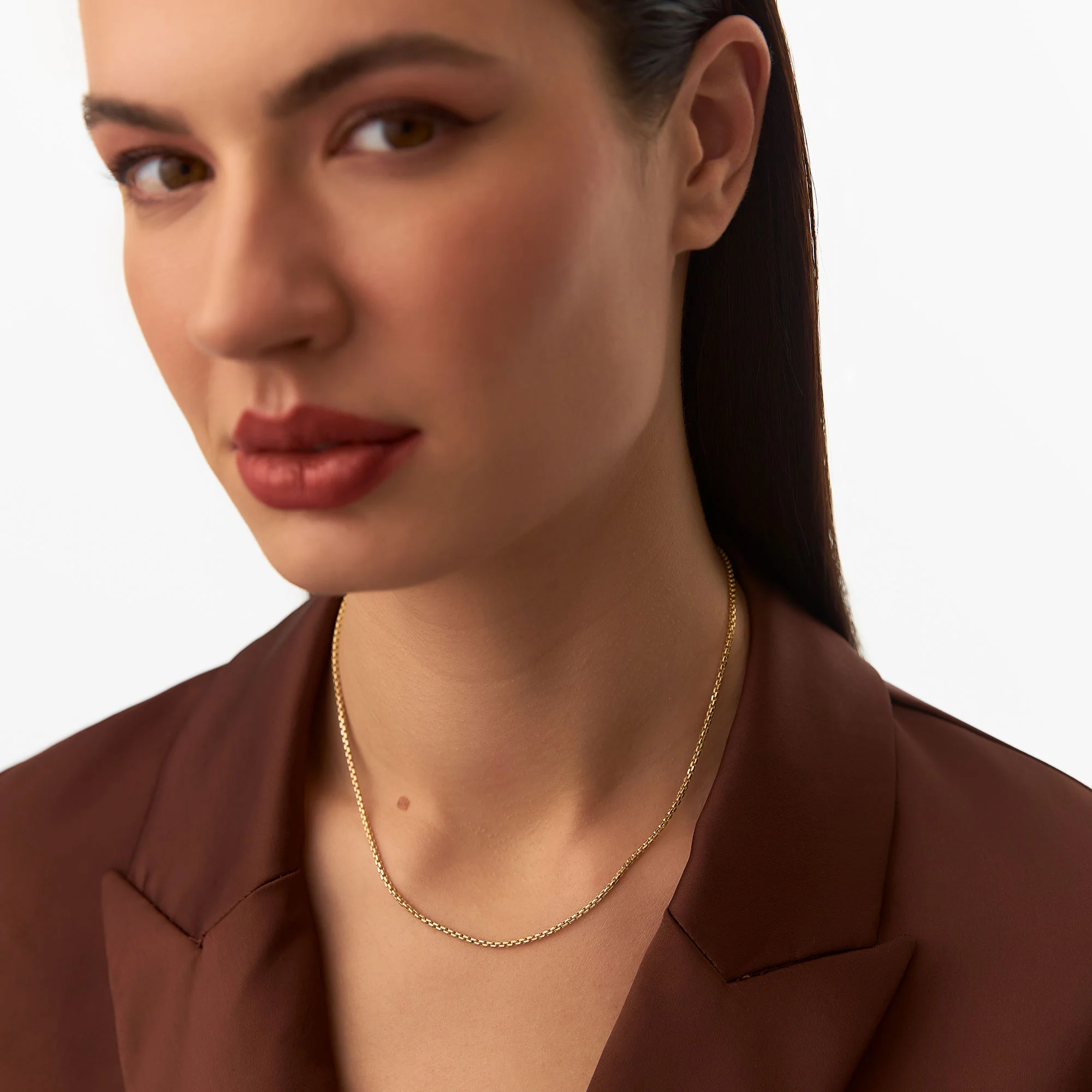 14K Gold Box Chain Necklace 1.25mm - Image 4