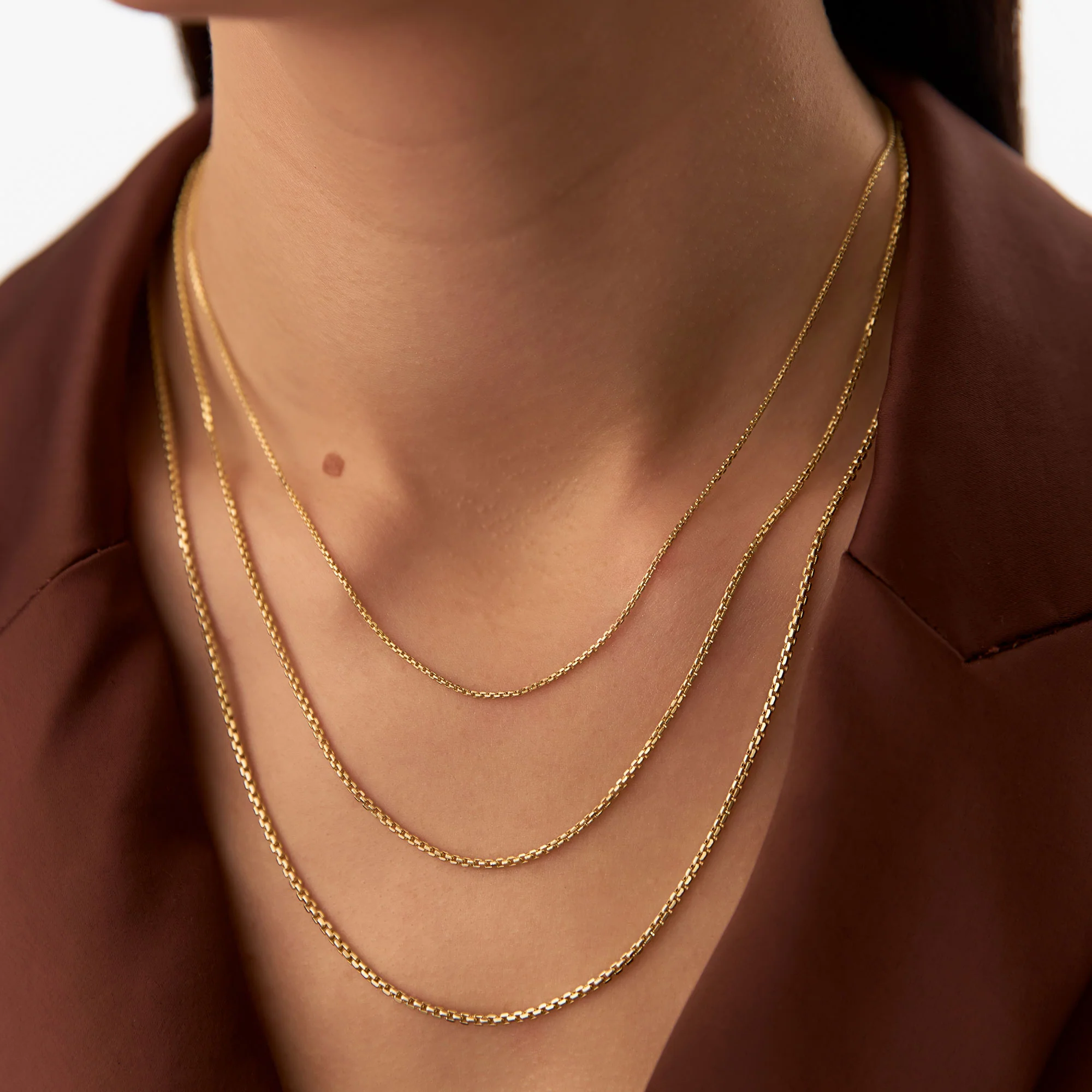 14K Gold Box Chain Necklace 1.25mm - Image 6