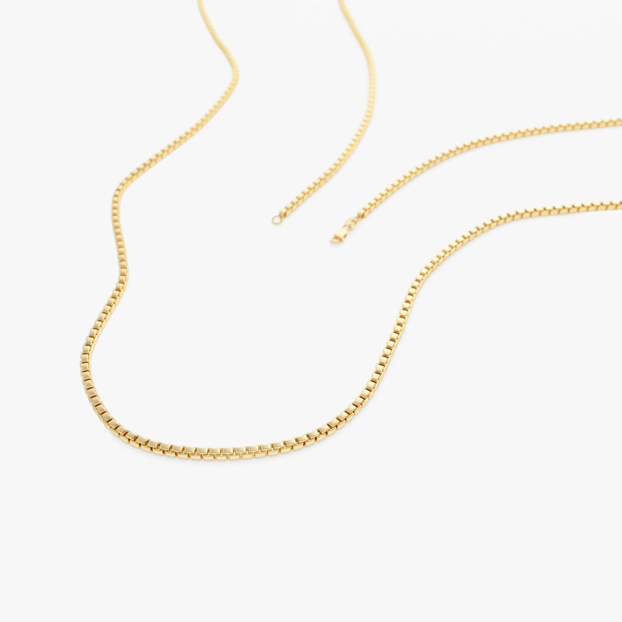 14K Gold Box Chain Necklace 1.25mm - Image 7