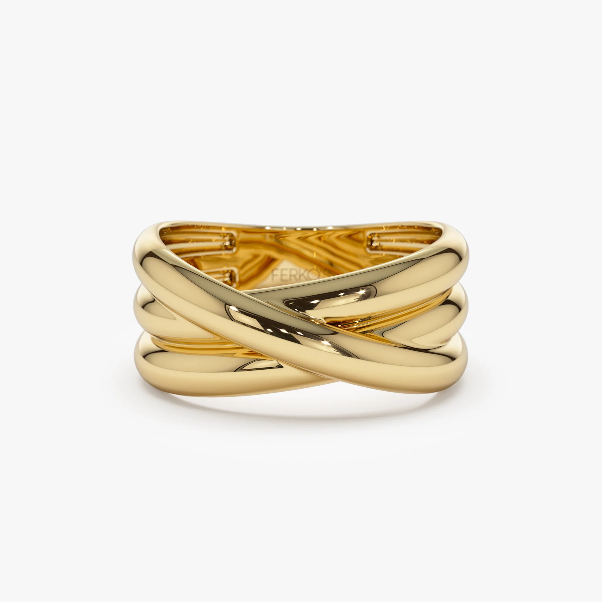 14k Solid Gold Multi-strand Crossover Ring