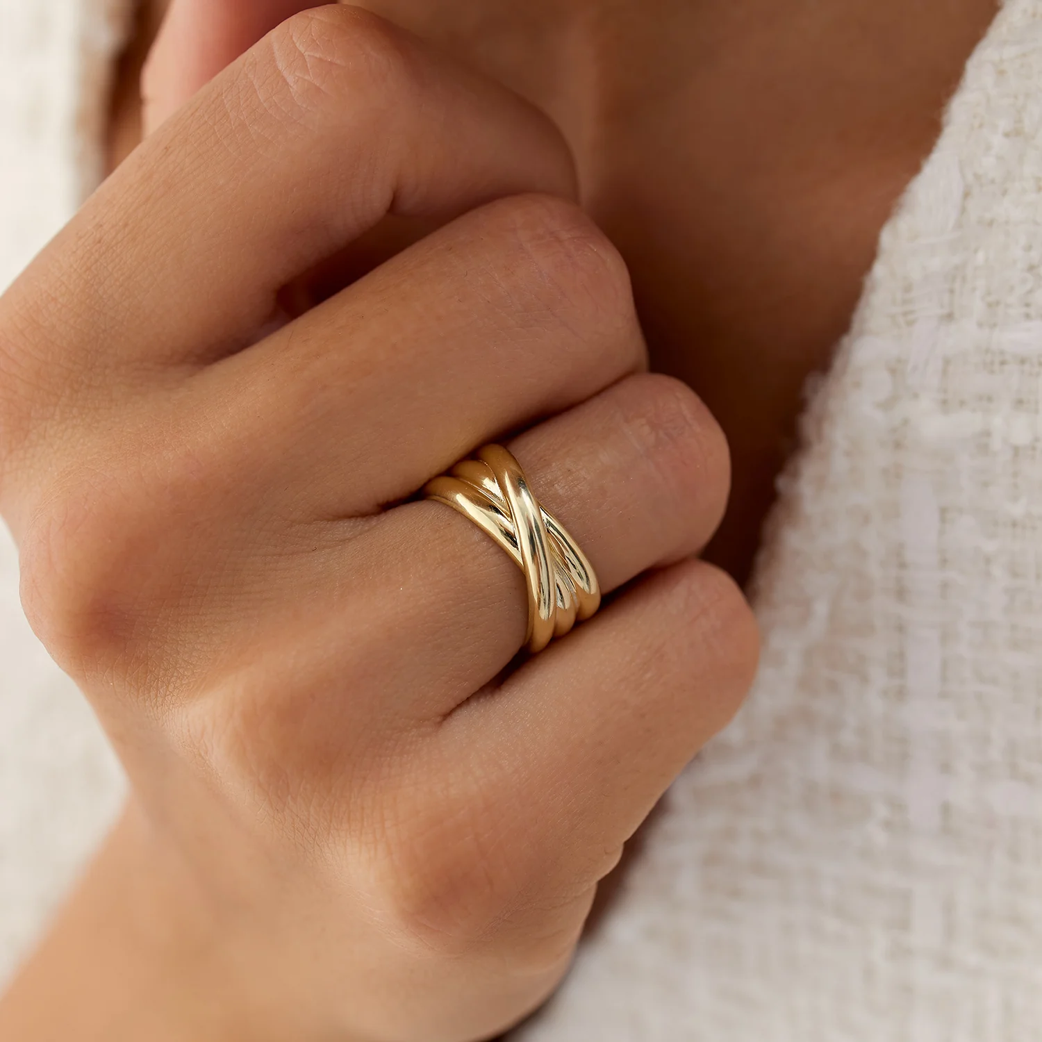 14k Solid Gold Multi-strand Crossover Ring - Image 2