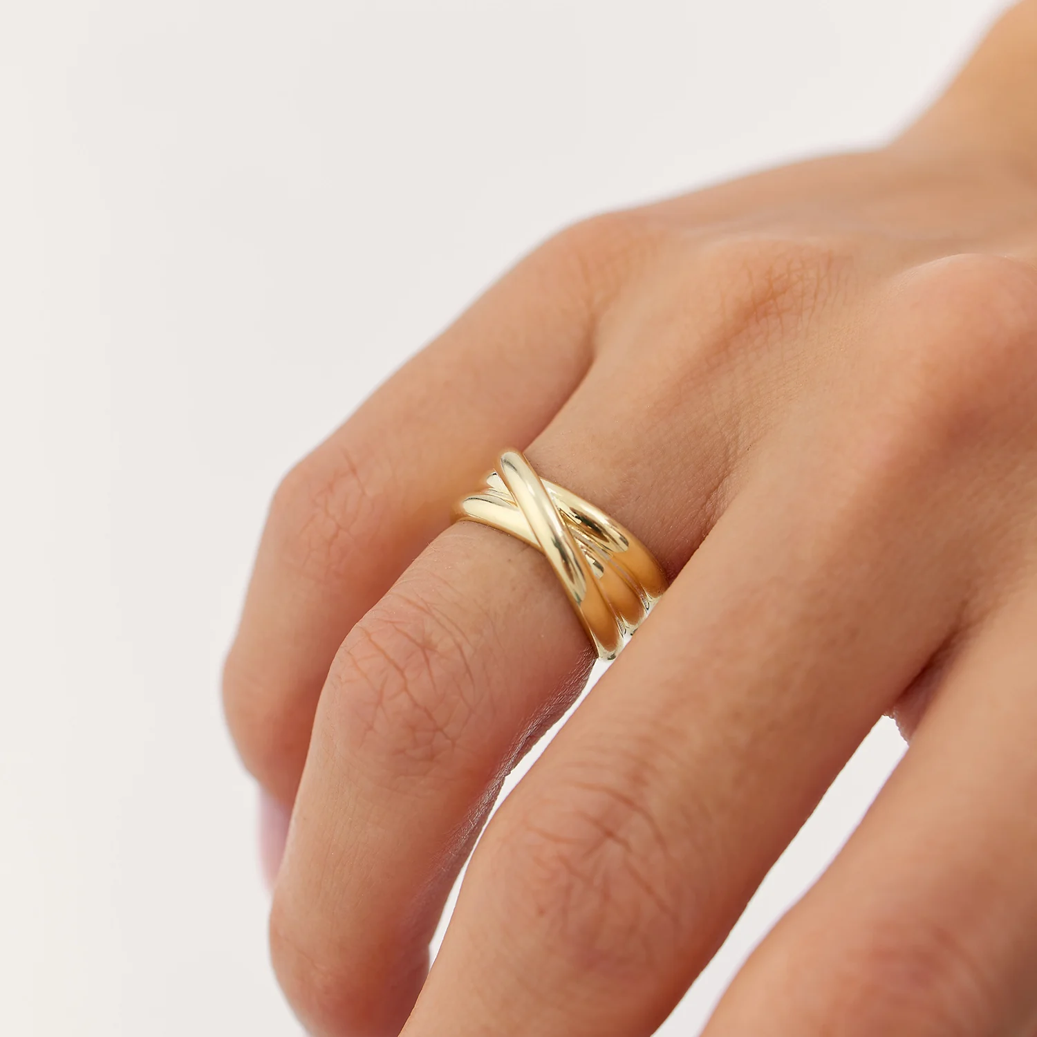 14k Solid Gold Multi-strand Crossover Ring - Image 3