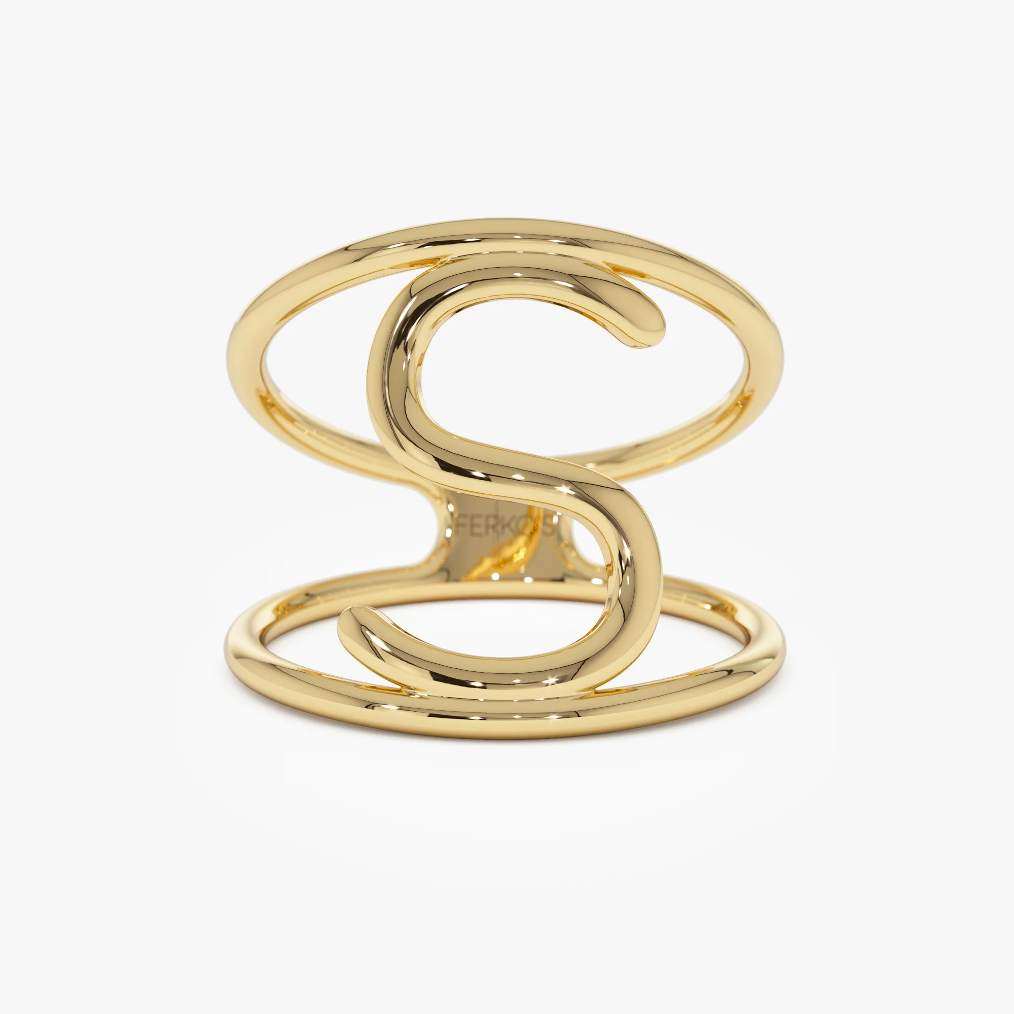 14K Solid Gold Personalized Initial Ring