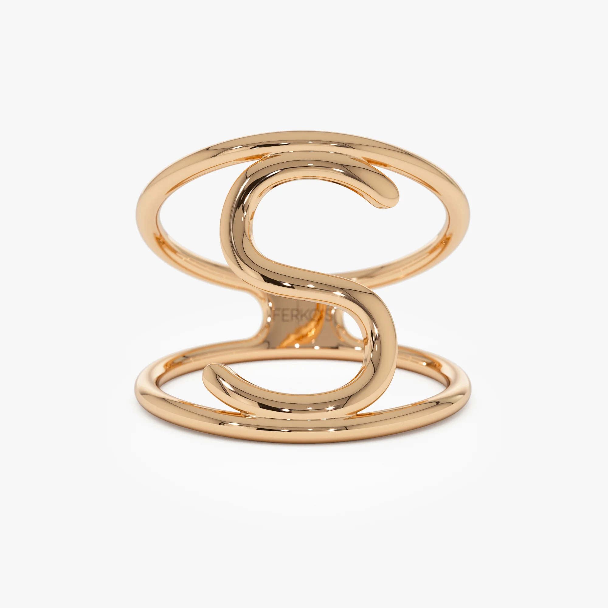 14K Solid Gold Personalized Initial Ring - Image 5