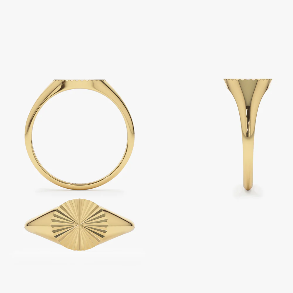 14k Gold Sun Signet Ring - Image 7