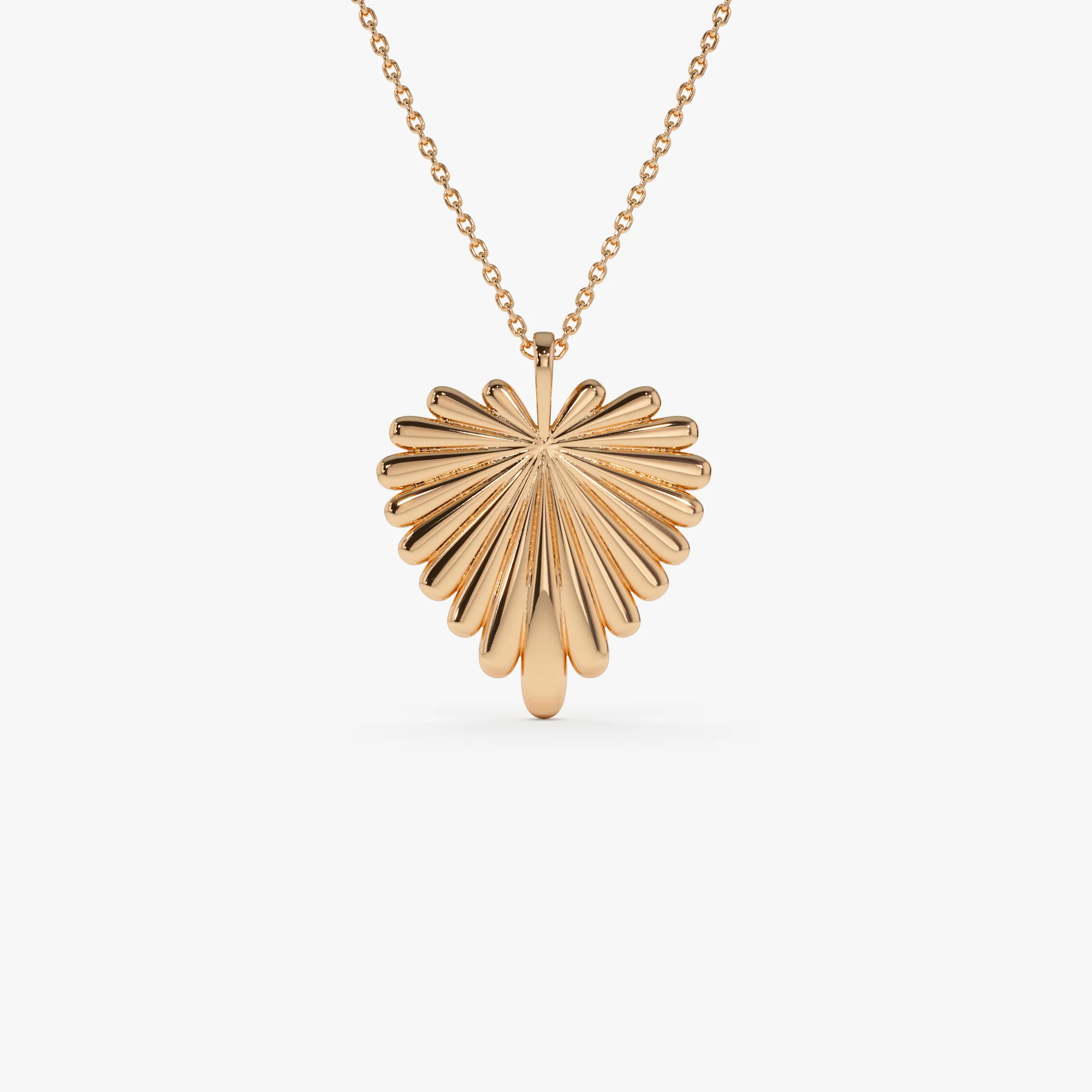14K Solid Gold Sunburst Heart Necklace - Image 4