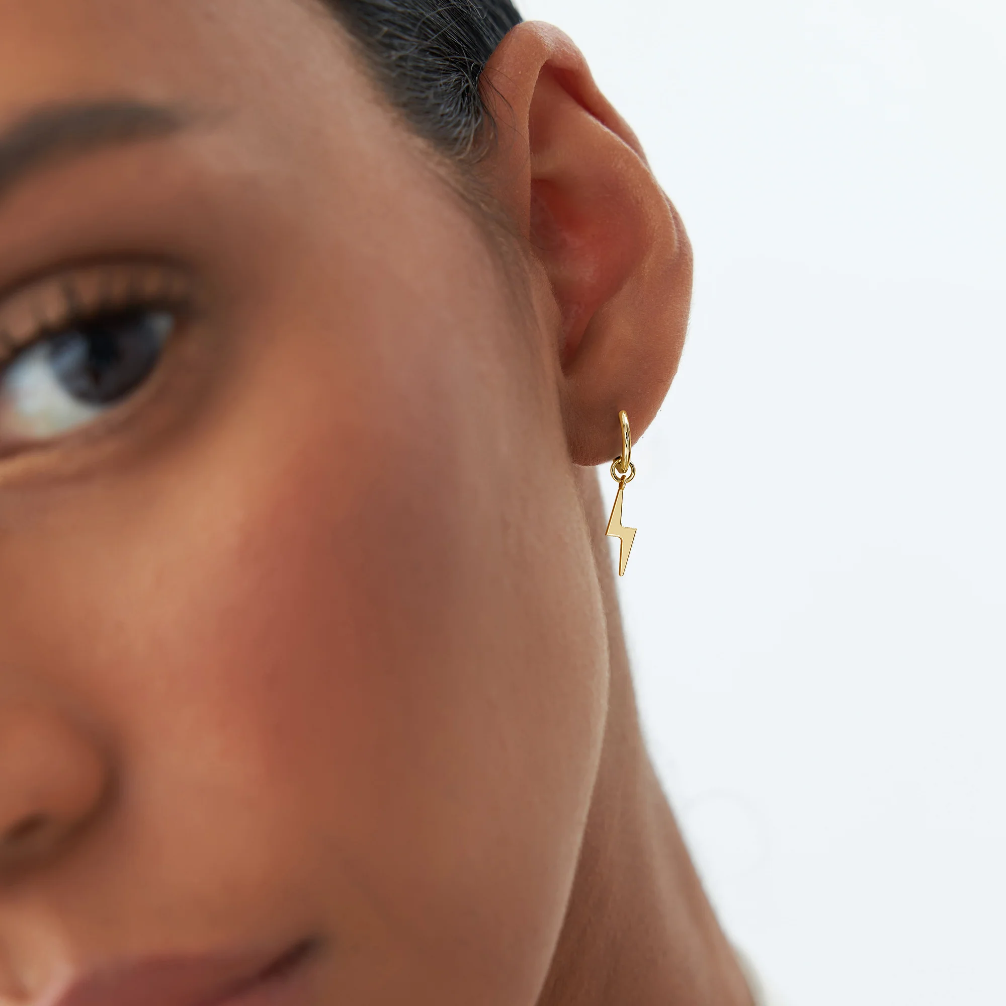 14k Solid Lightning Hoop Charm - Image 3