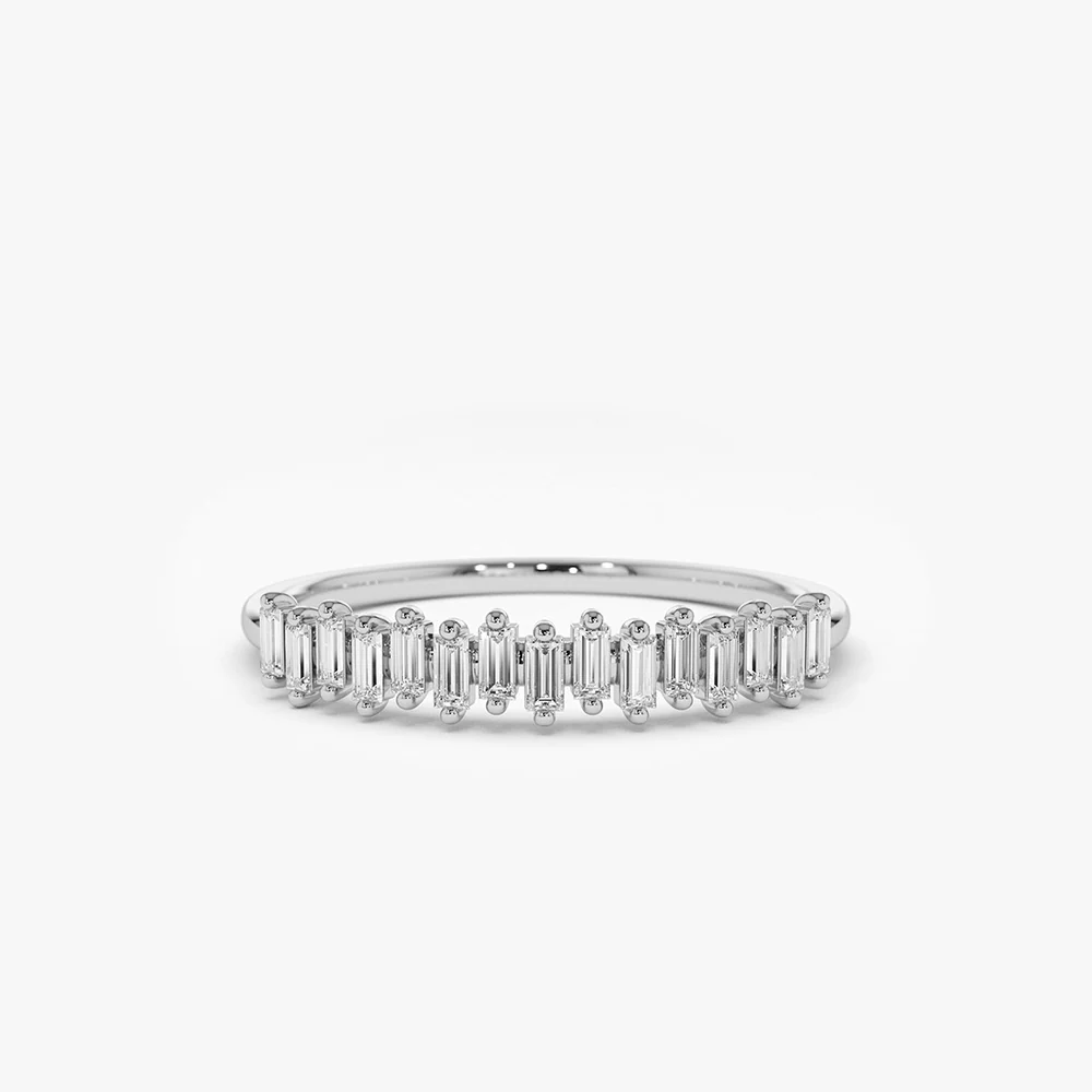 14K Gold Stackable Vertical Baguette Diamond Ring - Image 6