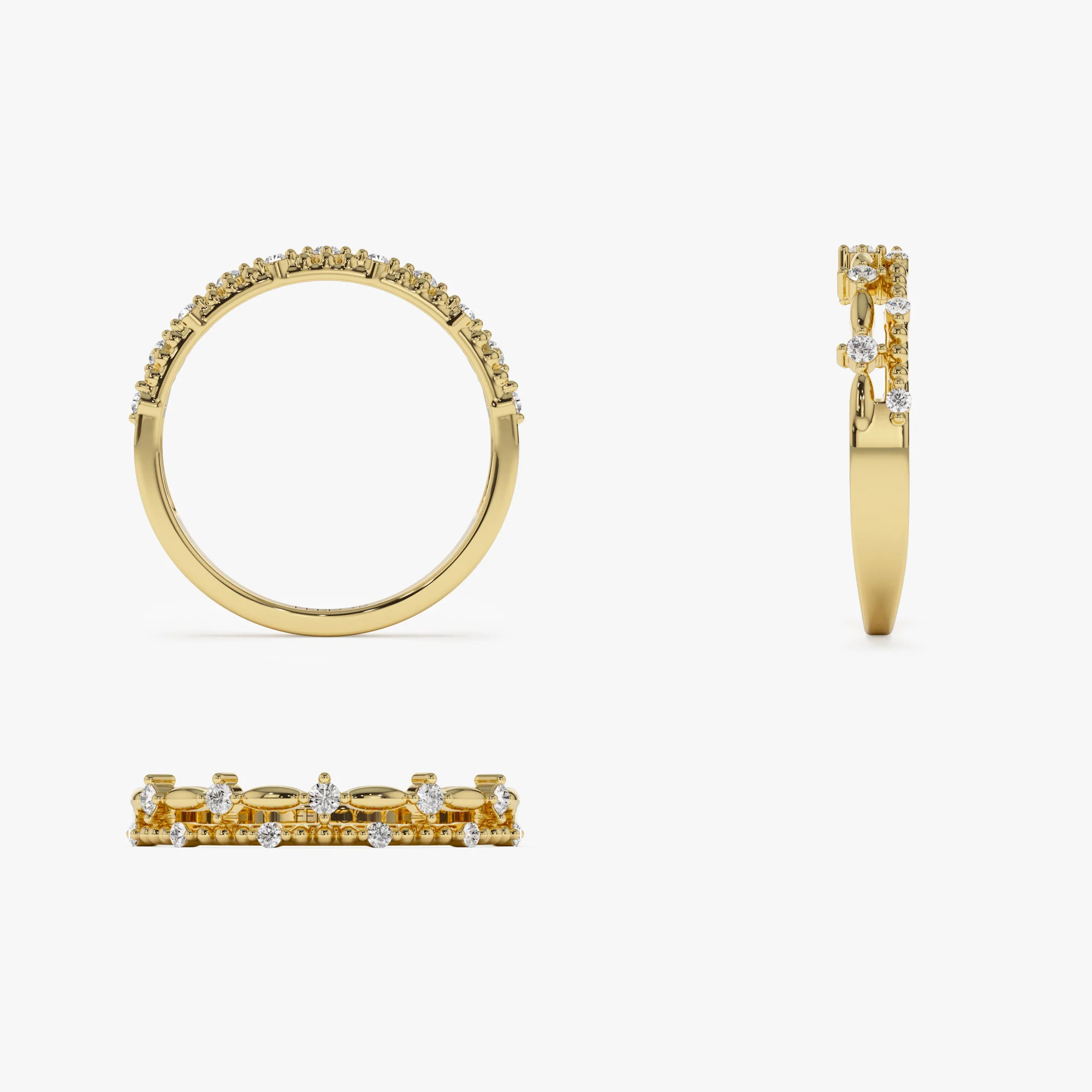 14k Stacked Double Band Diamond Ring - Image 7