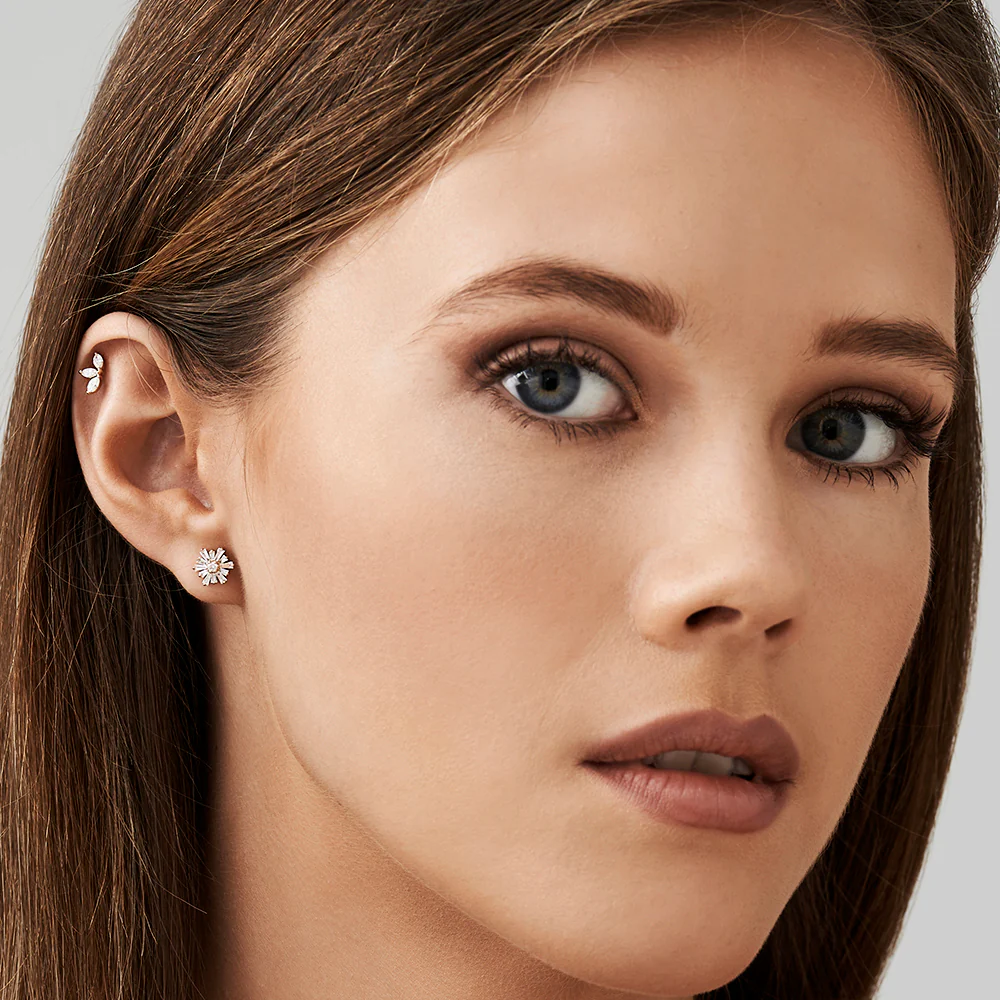 14k Tapered Baguette Unique Diamond Earrings - Image 4