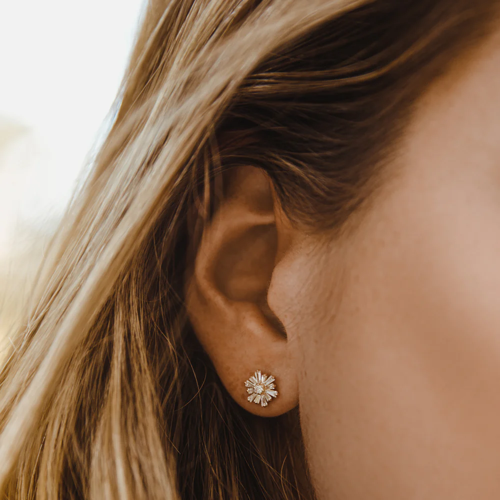 14k Tapered Baguette Unique Diamond Earrings - Image 5