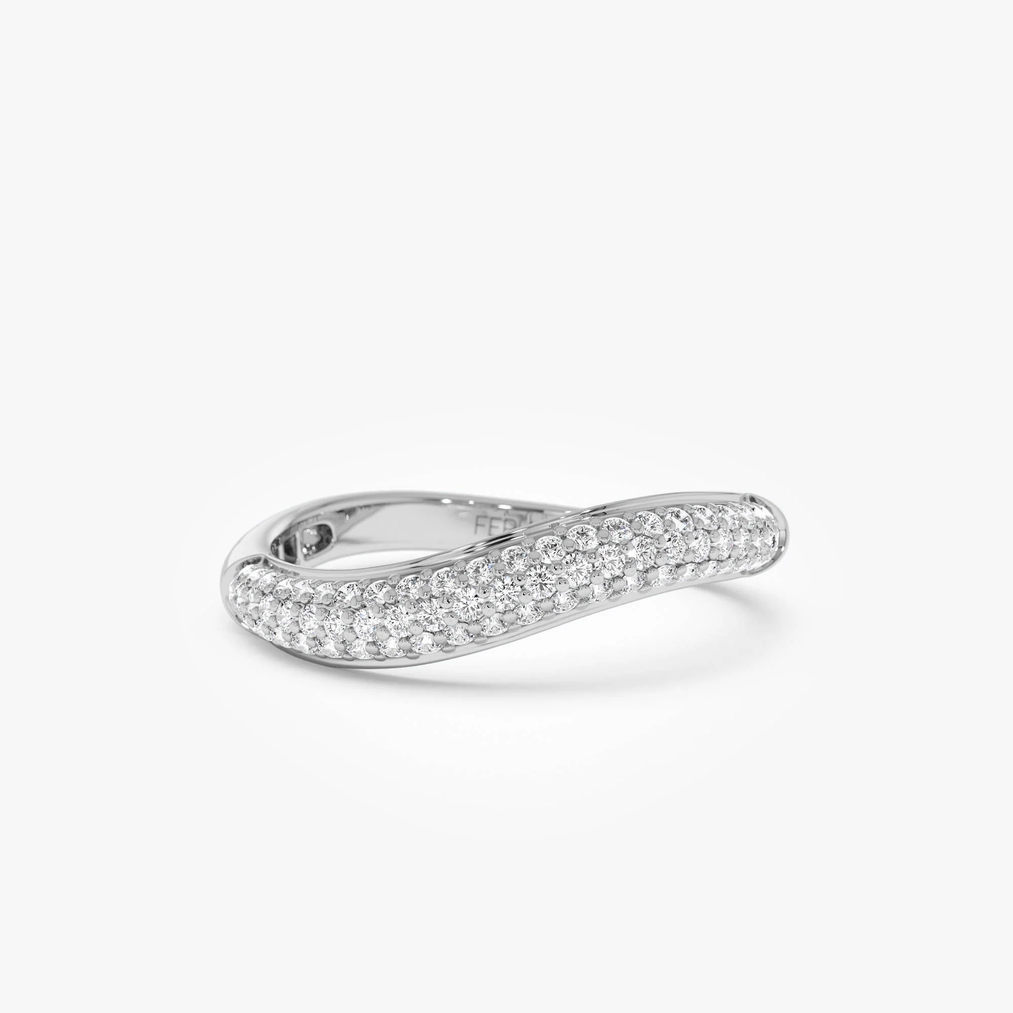 14k Three Row Diamond Pave Wave Ring - Image 8