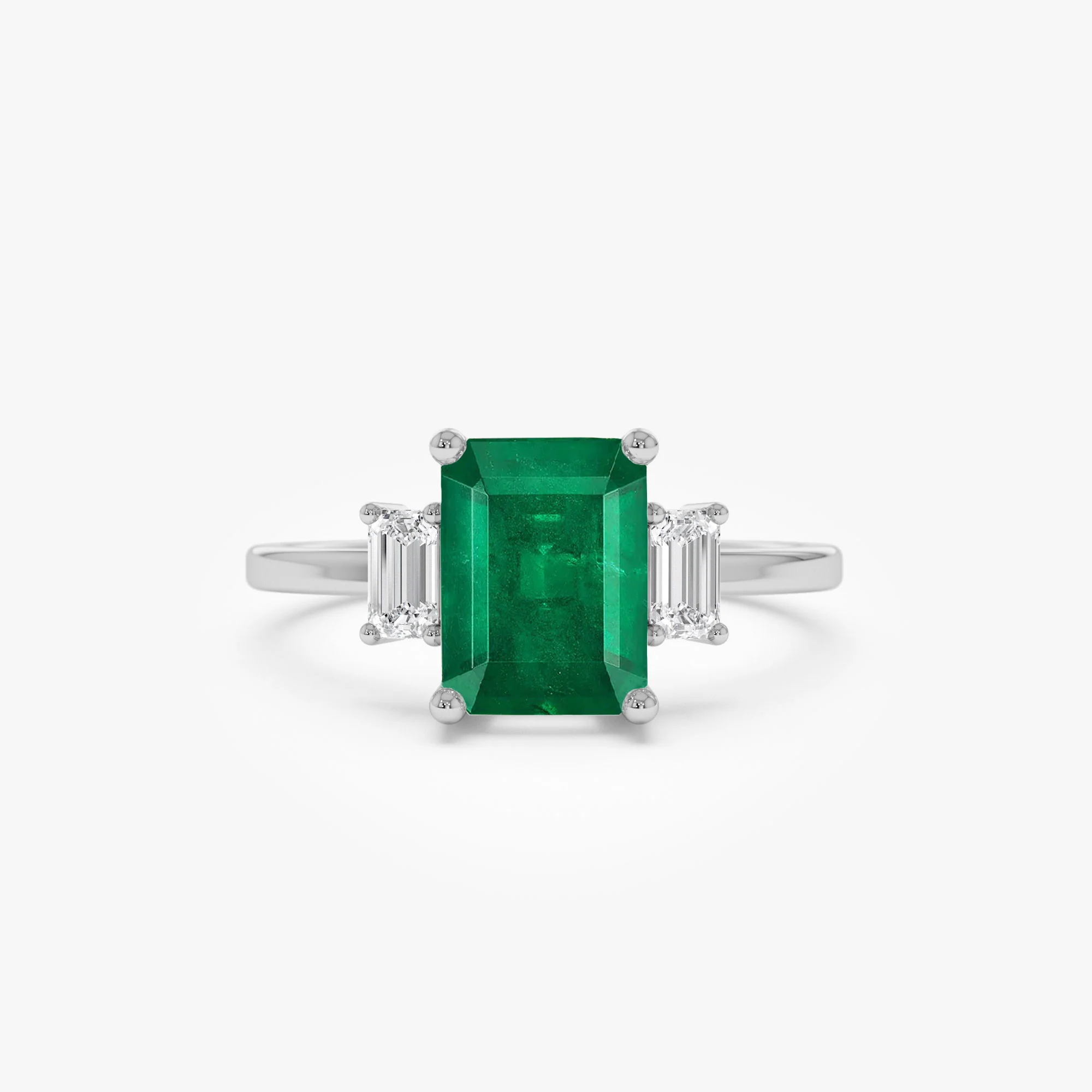 14k Three Stone Emerald Engagement Ring - Image 8