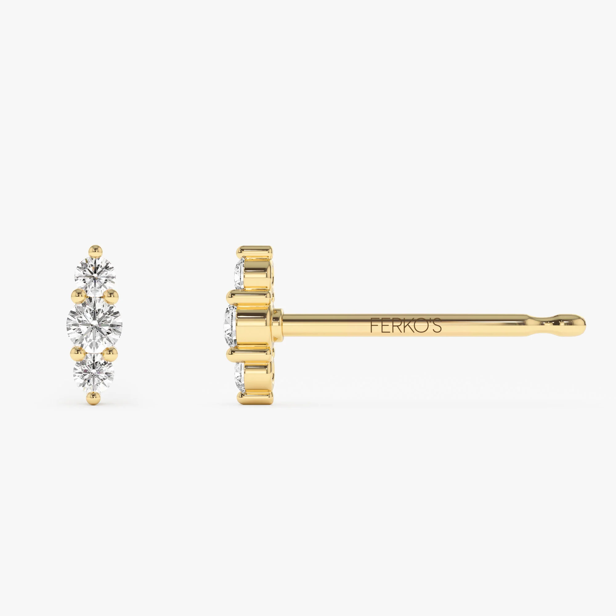 14k Triple Diamond Stud Earrings - Image 7