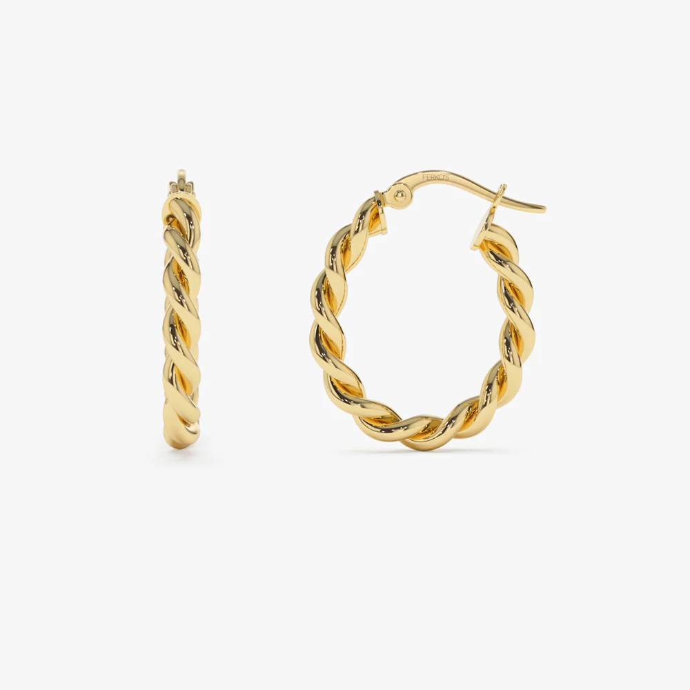 14k Twist Rope Earrings 20MM - Image 6