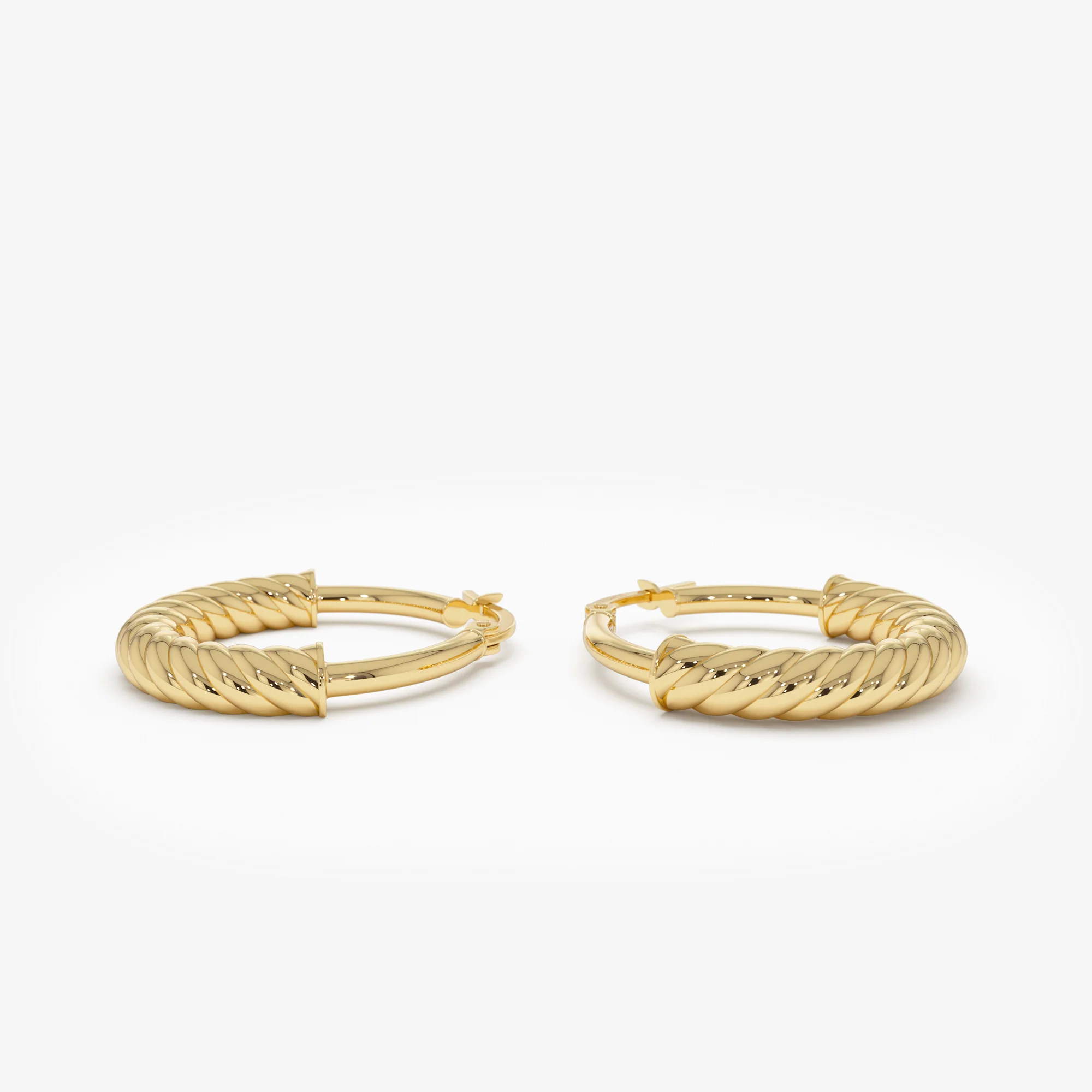 14K Twist Rope Hoop Earrings, Medium Gold Hoops - Image 5