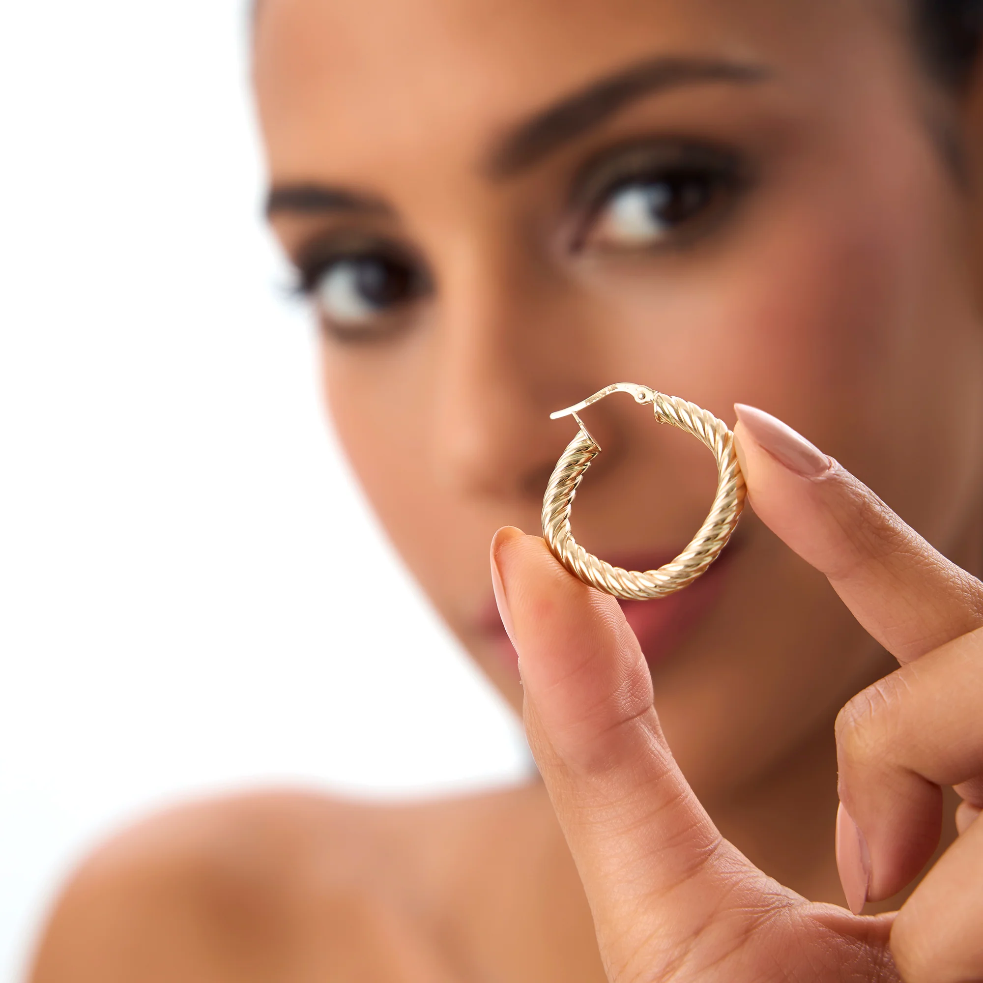 14k Twisted Rope Squared off Hoop Earrings - Image 4