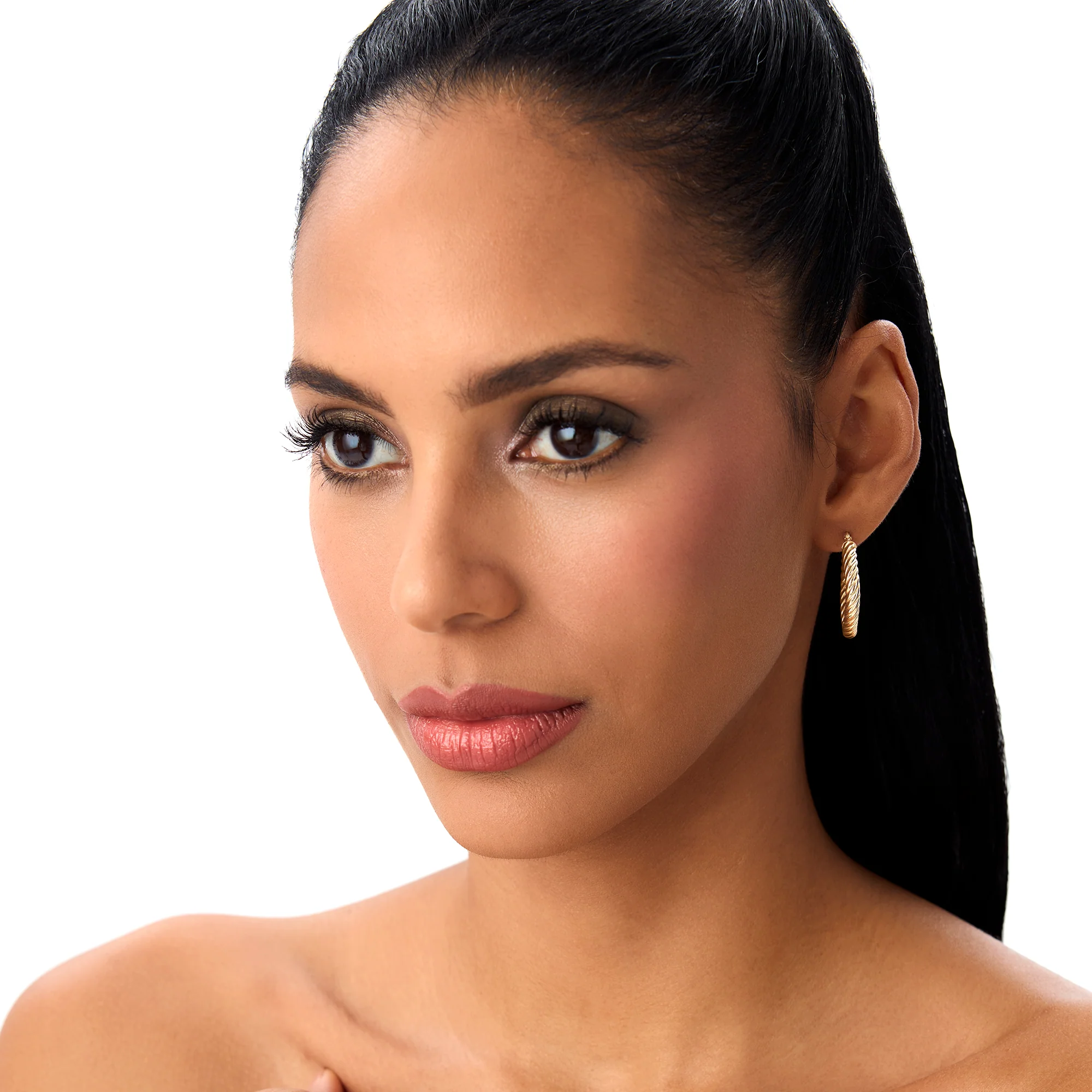 14k Twisted Rope Squared off Hoop Earrings - Image 6