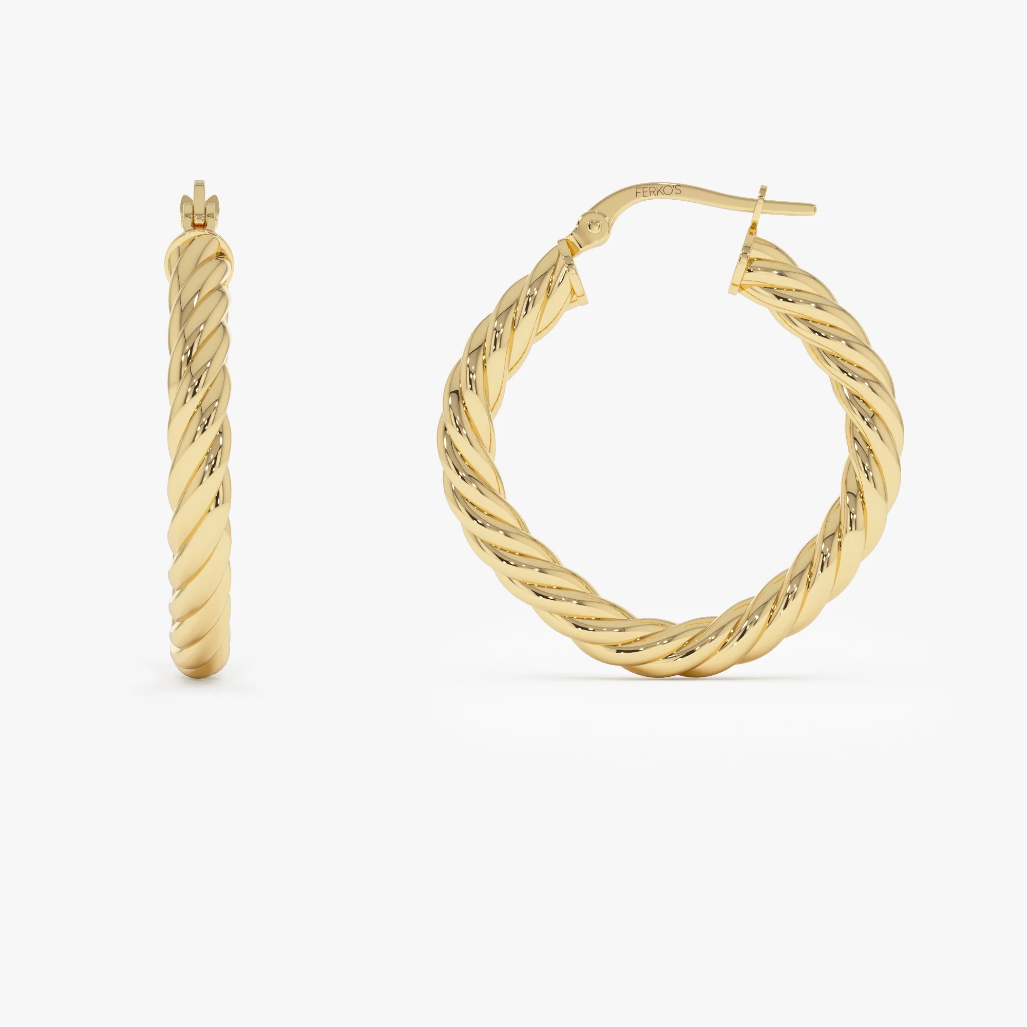14k Twisted Rope Squared off Hoop Earrings - Image 7