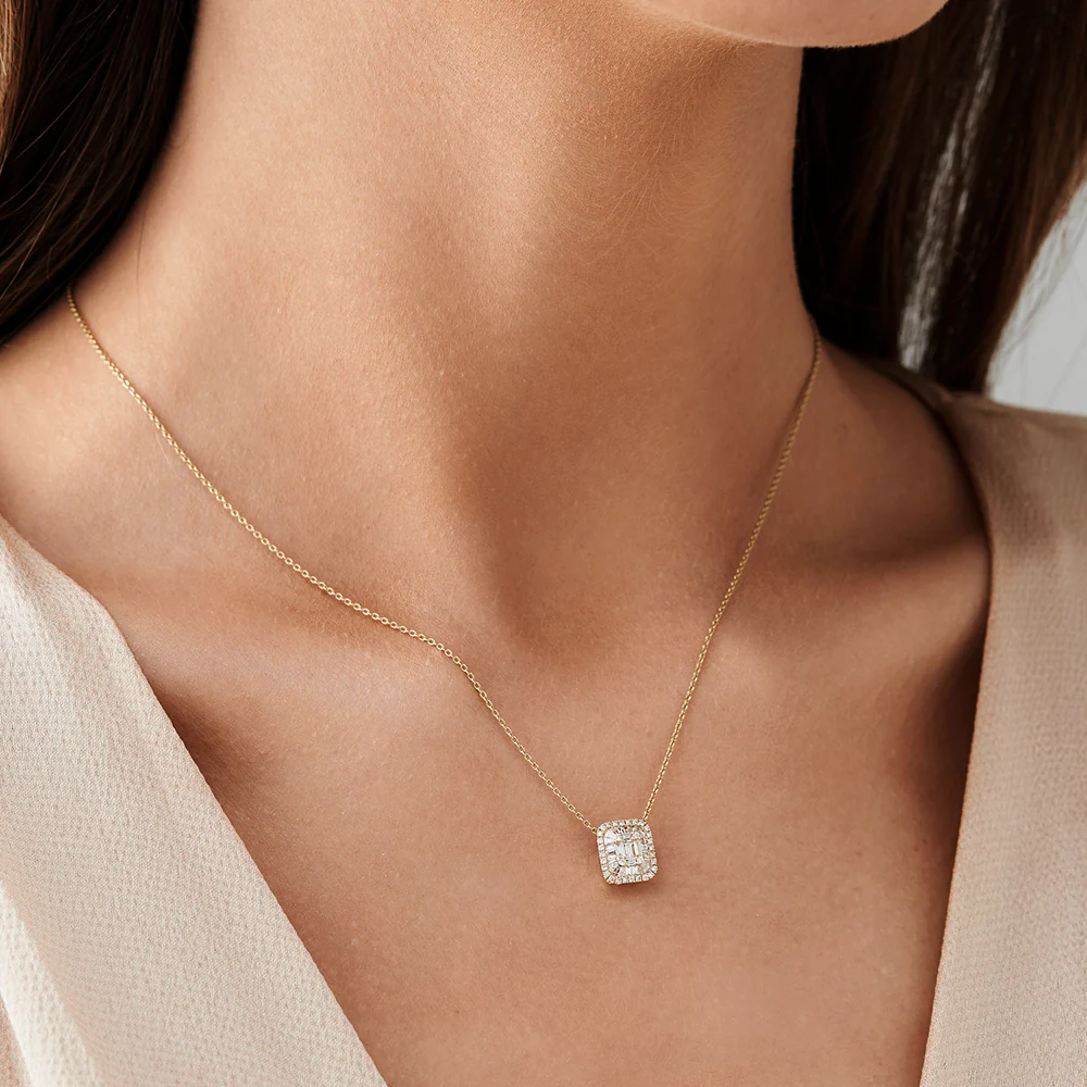 14k Unique Baguette Diamond Statement Necklace - Image 5
