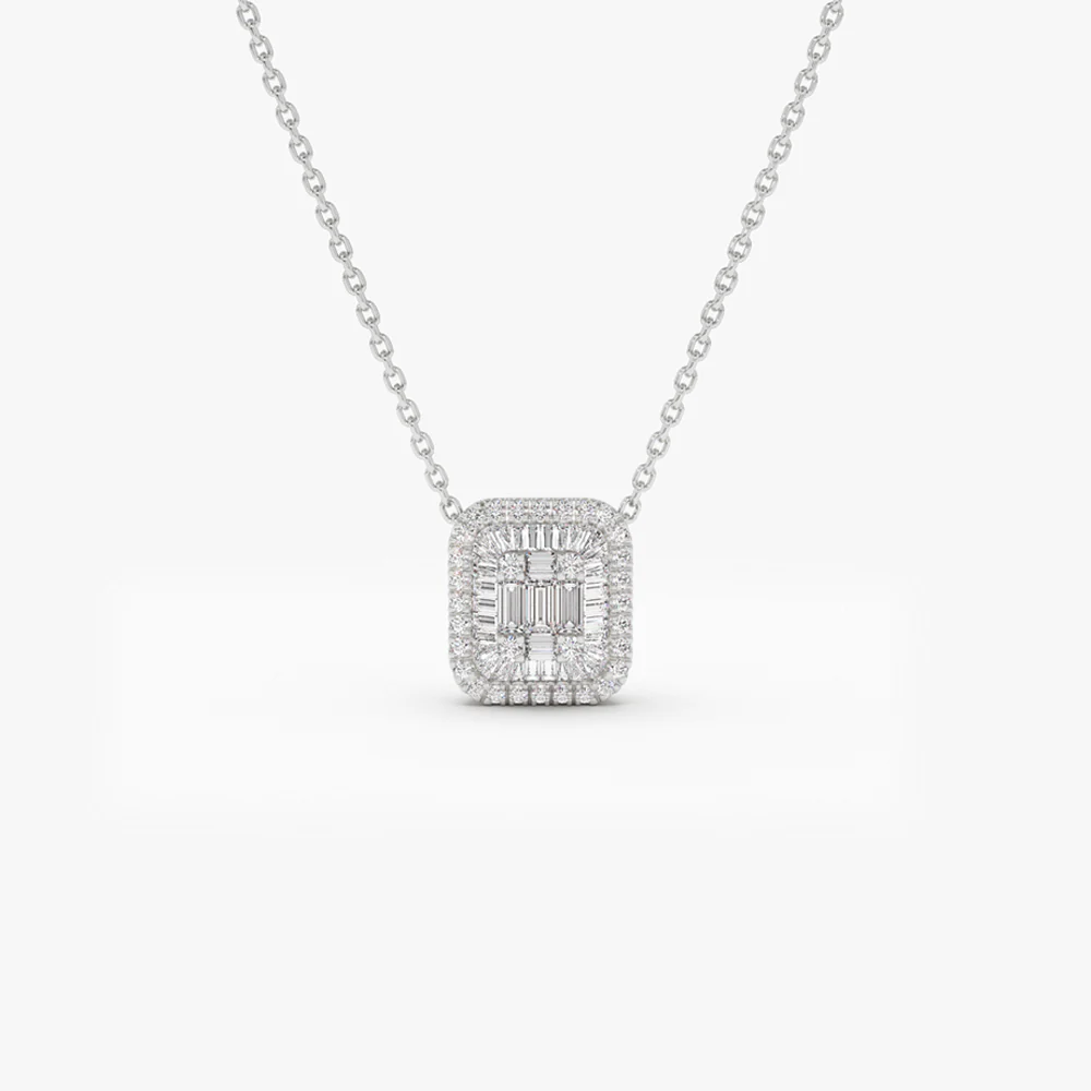 14k Unique Baguette Diamond Statement Necklace - Image 8