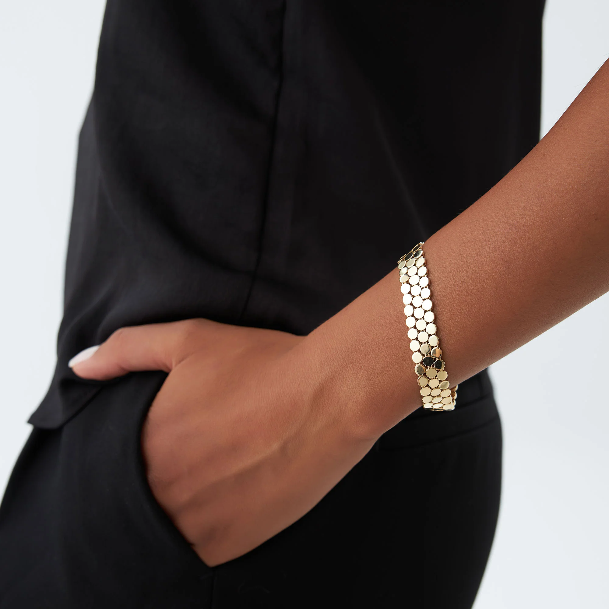 14k Unique Bold Triple Strand Bracelet - Image 2