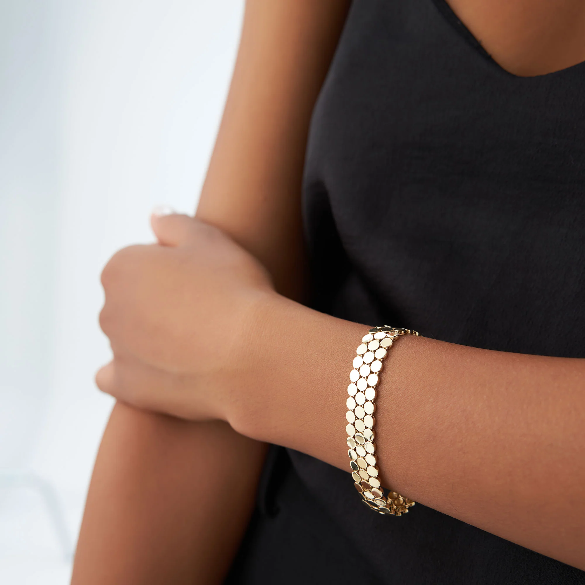14k Unique Bold Triple Strand Bracelet - Image 5