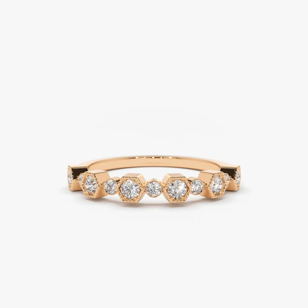 14K Gold Unique Diamond Anniversary Ring - Image 6