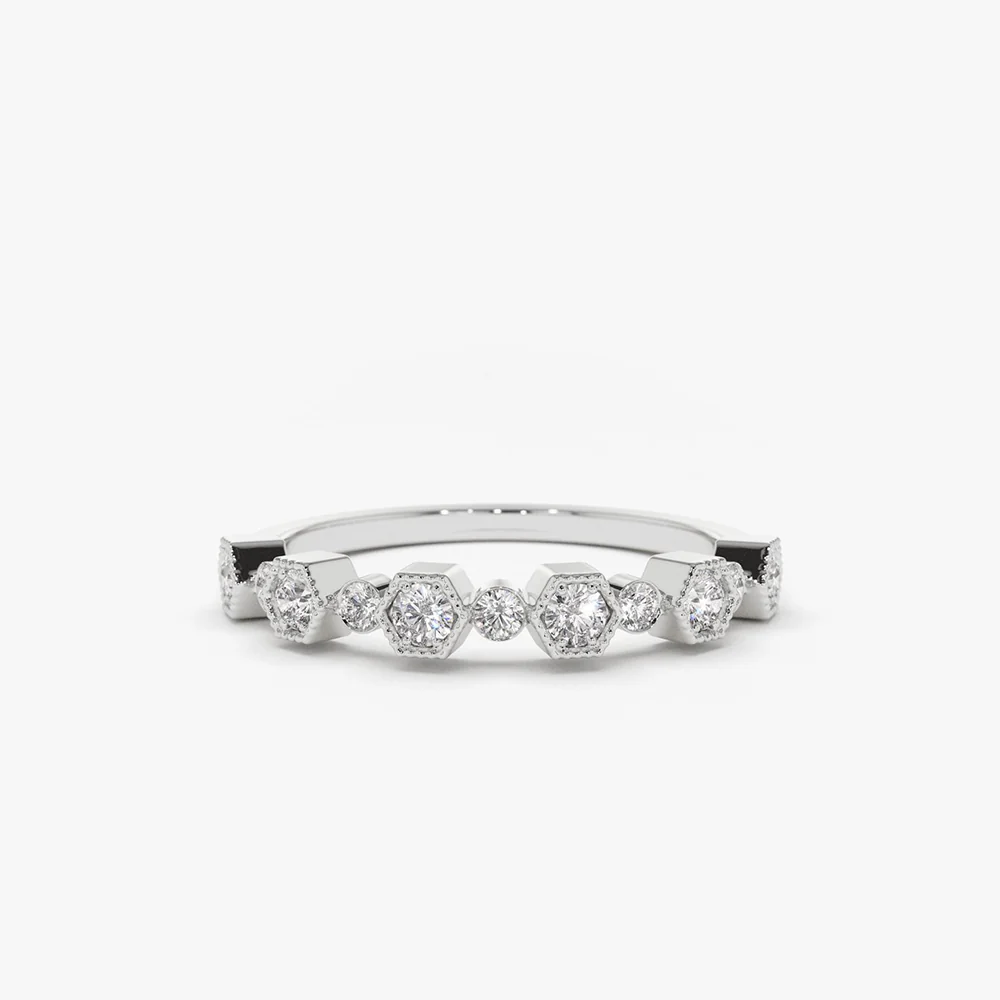 14K Gold Unique Diamond Anniversary Ring - Image 7