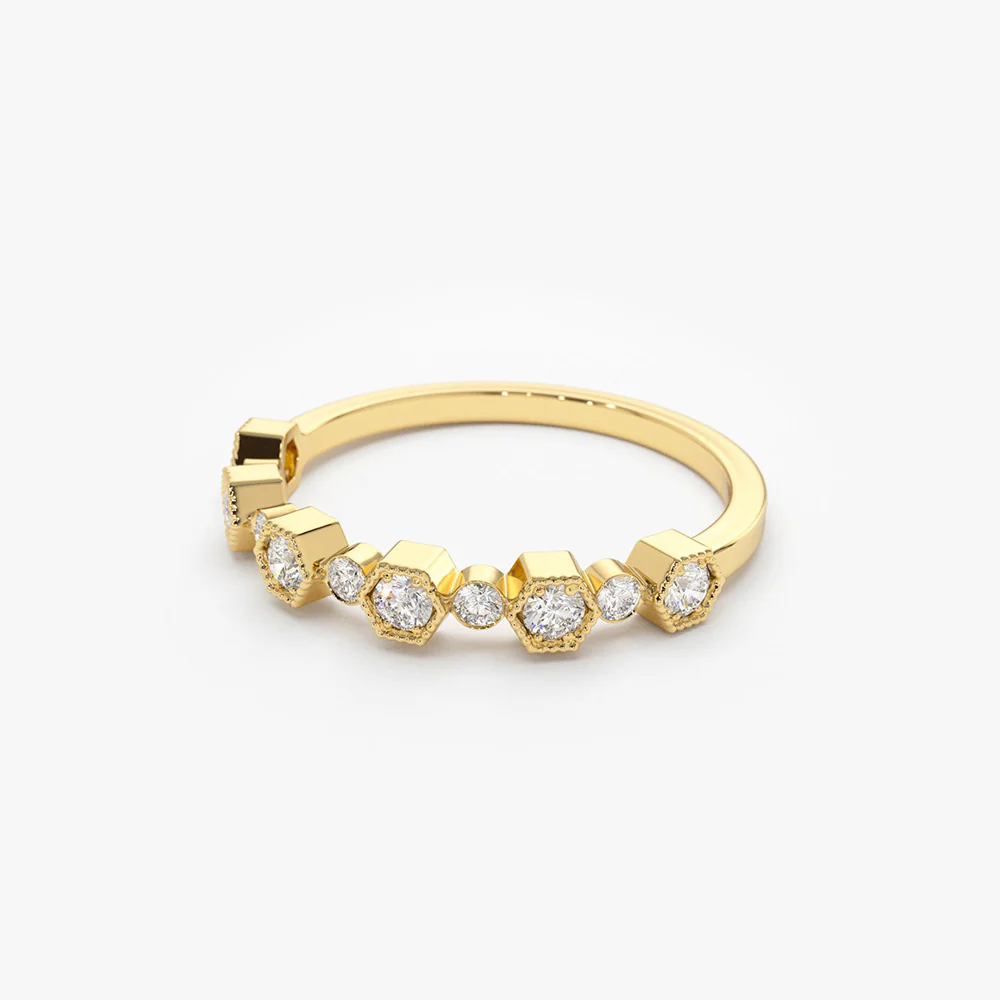 14K Gold Unique Diamond Anniversary Ring - Image 8