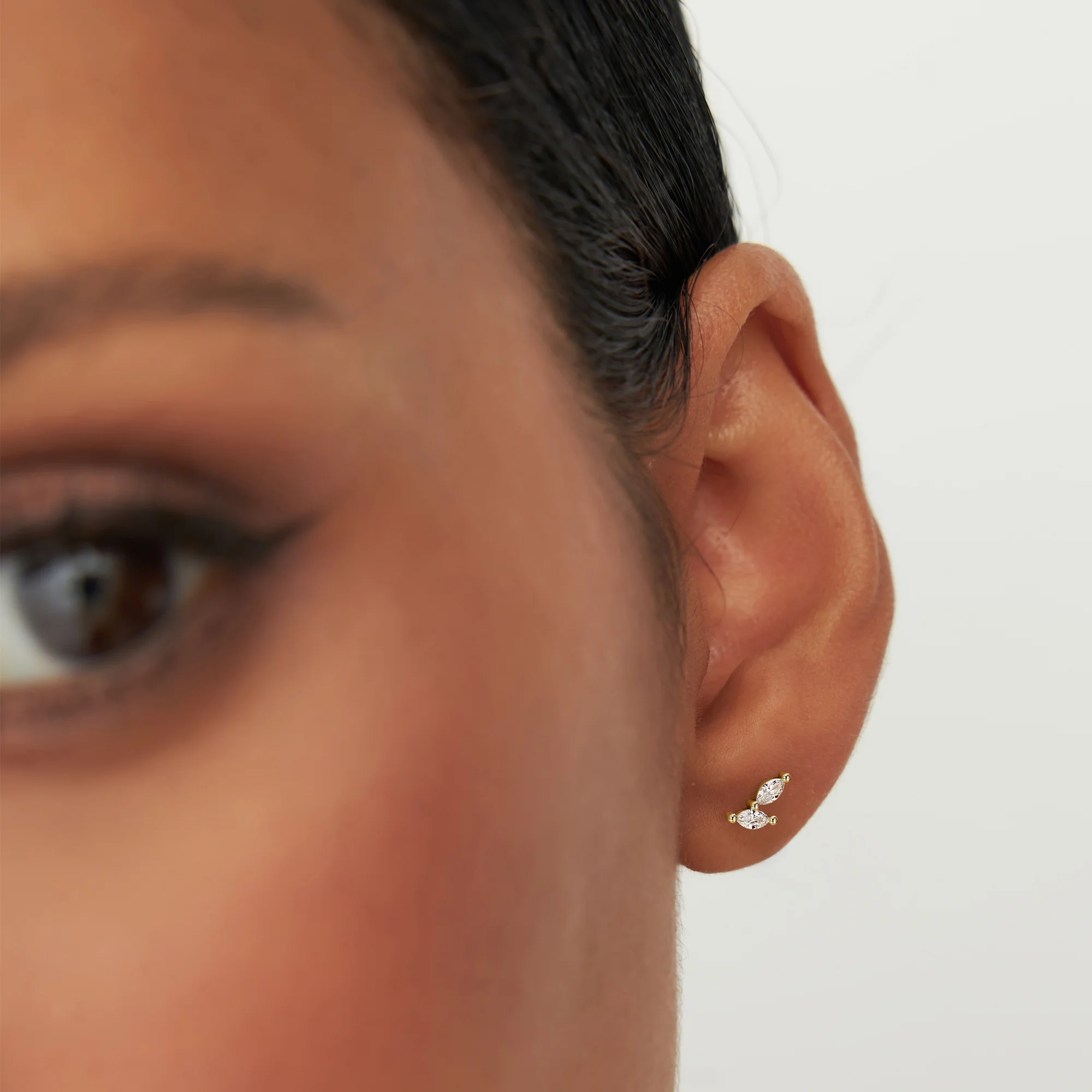 14k Unique Double Marquise Diamond Studs - Image 2