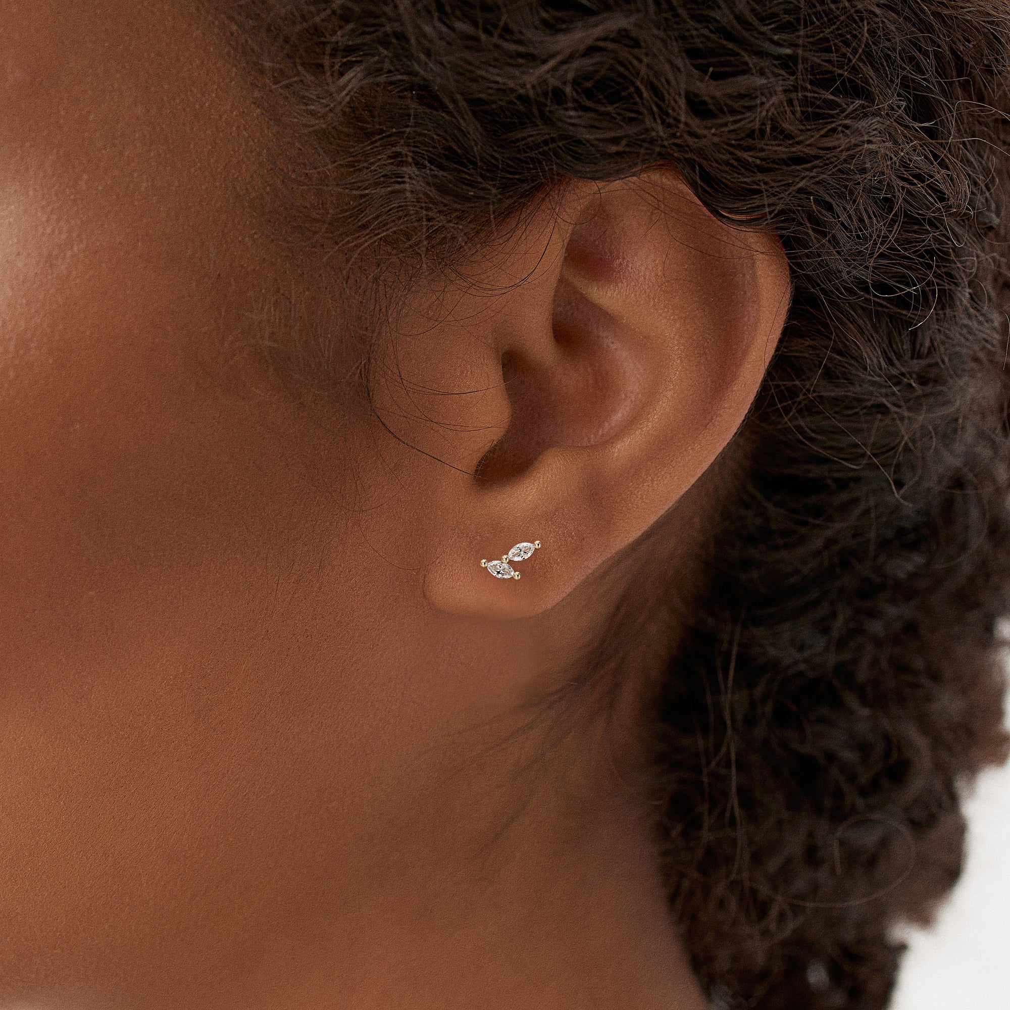 14k Unique Double Marquise Diamond Studs - Image 3