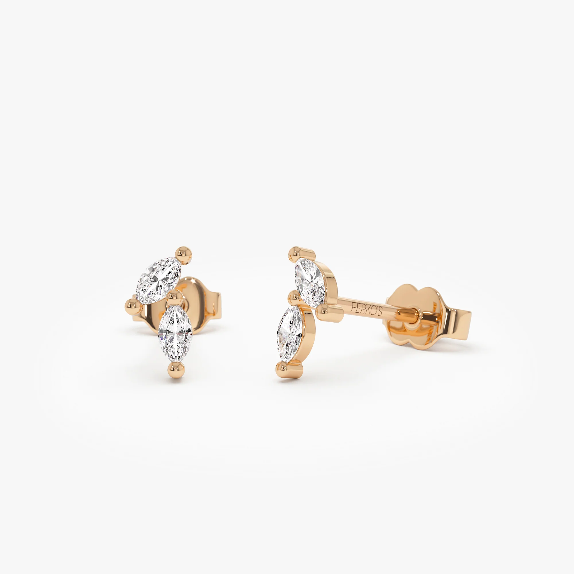 14k Unique Double Marquise Diamond Studs - Image 5