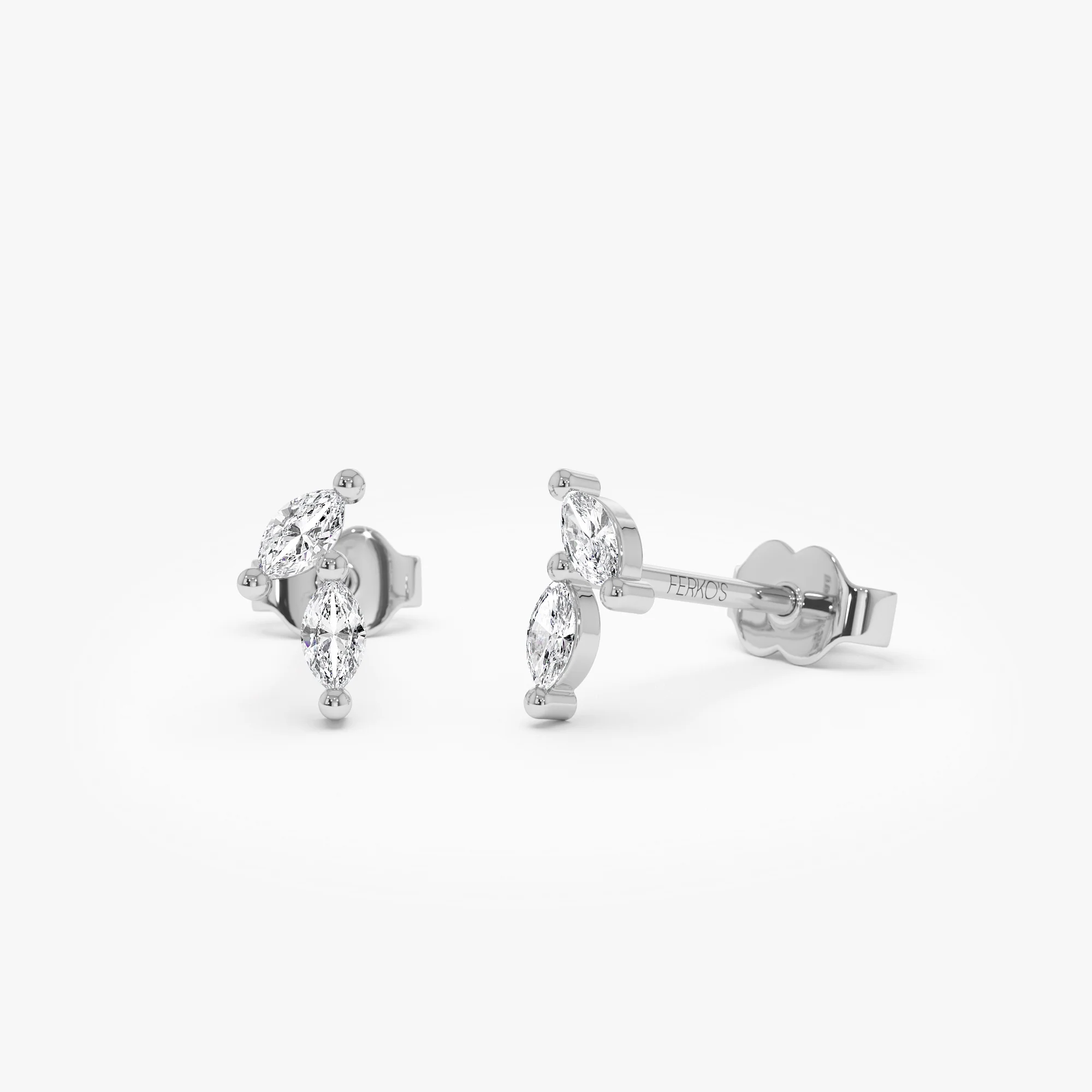 14k Unique Double Marquise Diamond Studs - Image 6