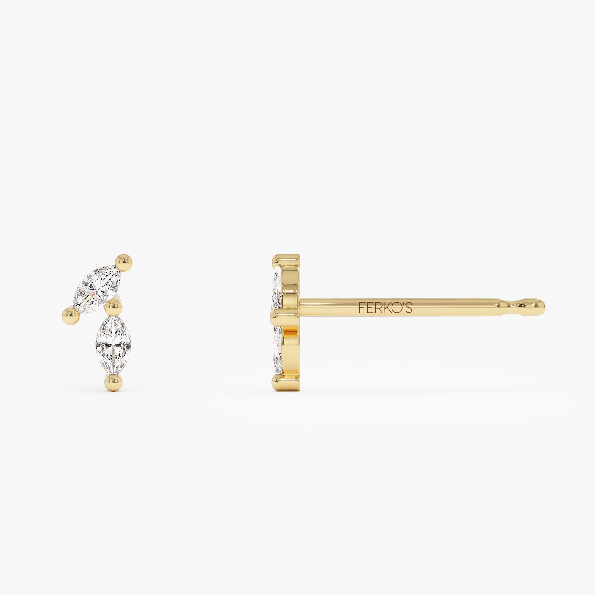 14k Unique Double Marquise Diamond Studs - Image 7
