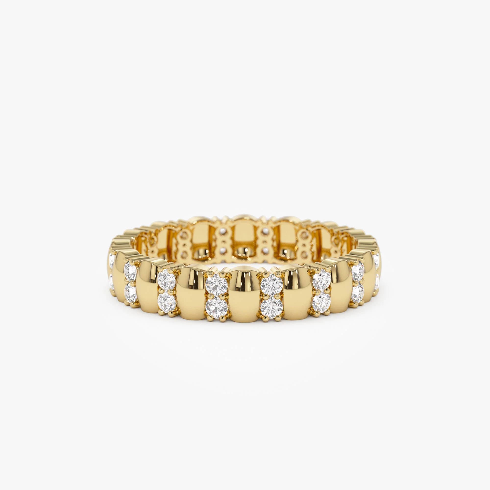 14k Unique Double Row Diamond Eternity Ring