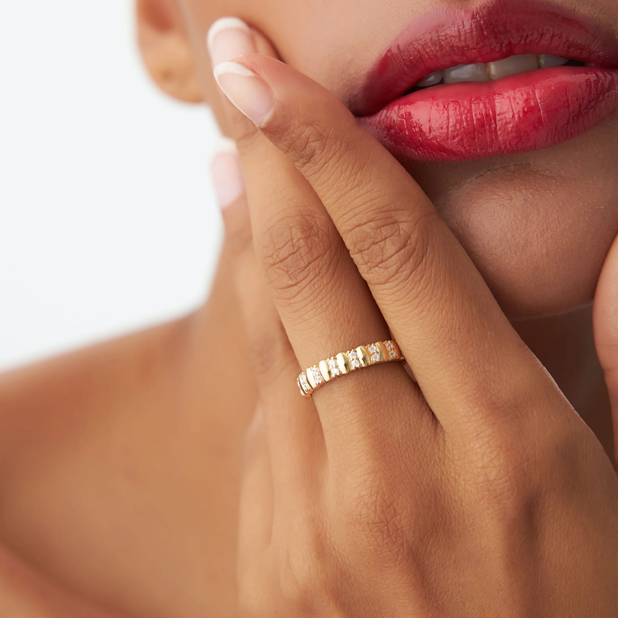 14k Unique Double Row Diamond Eternity Ring - Image 2