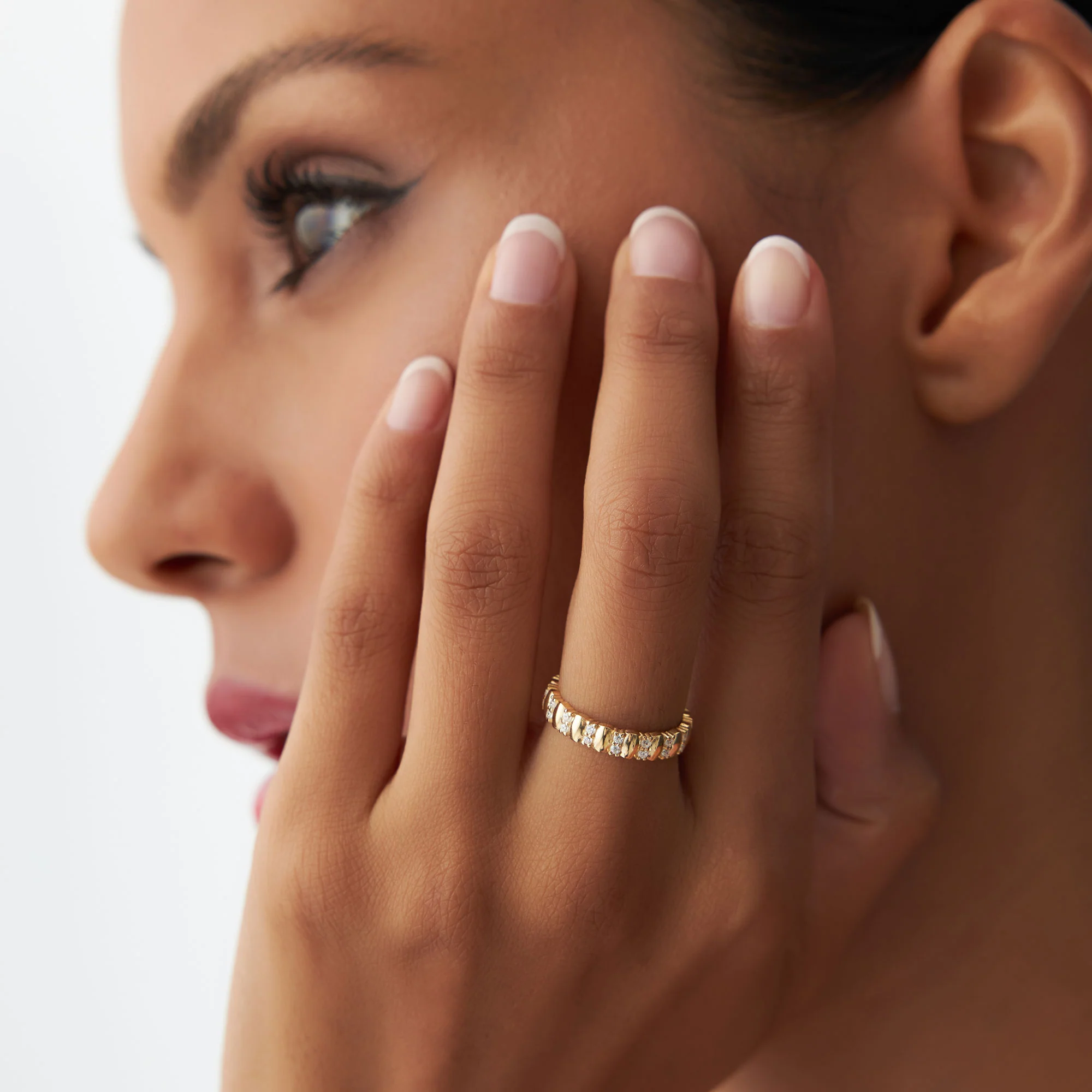14k Unique Double Row Diamond Eternity Ring - Image 3