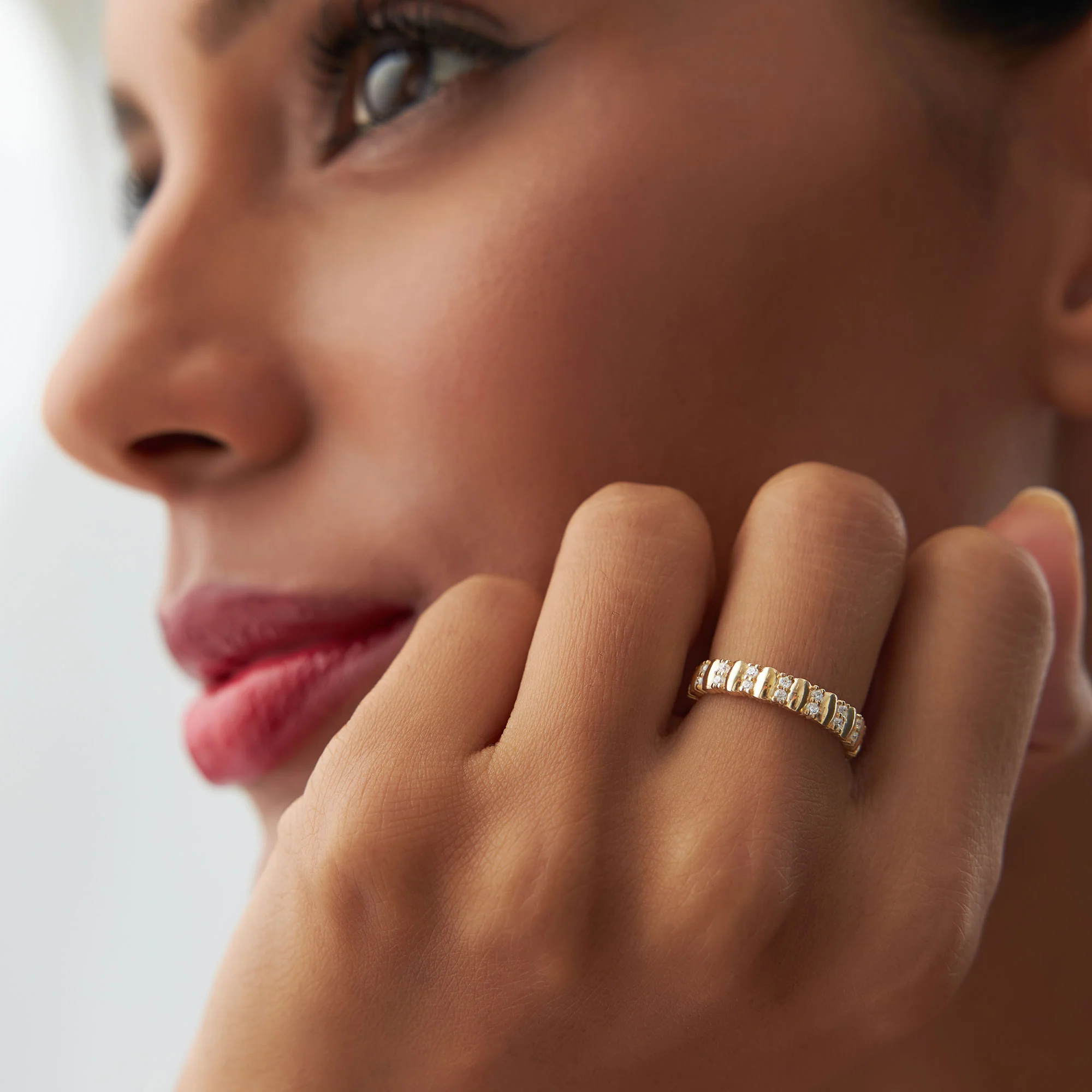 14k Unique Double Row Diamond Eternity Ring - Image 5