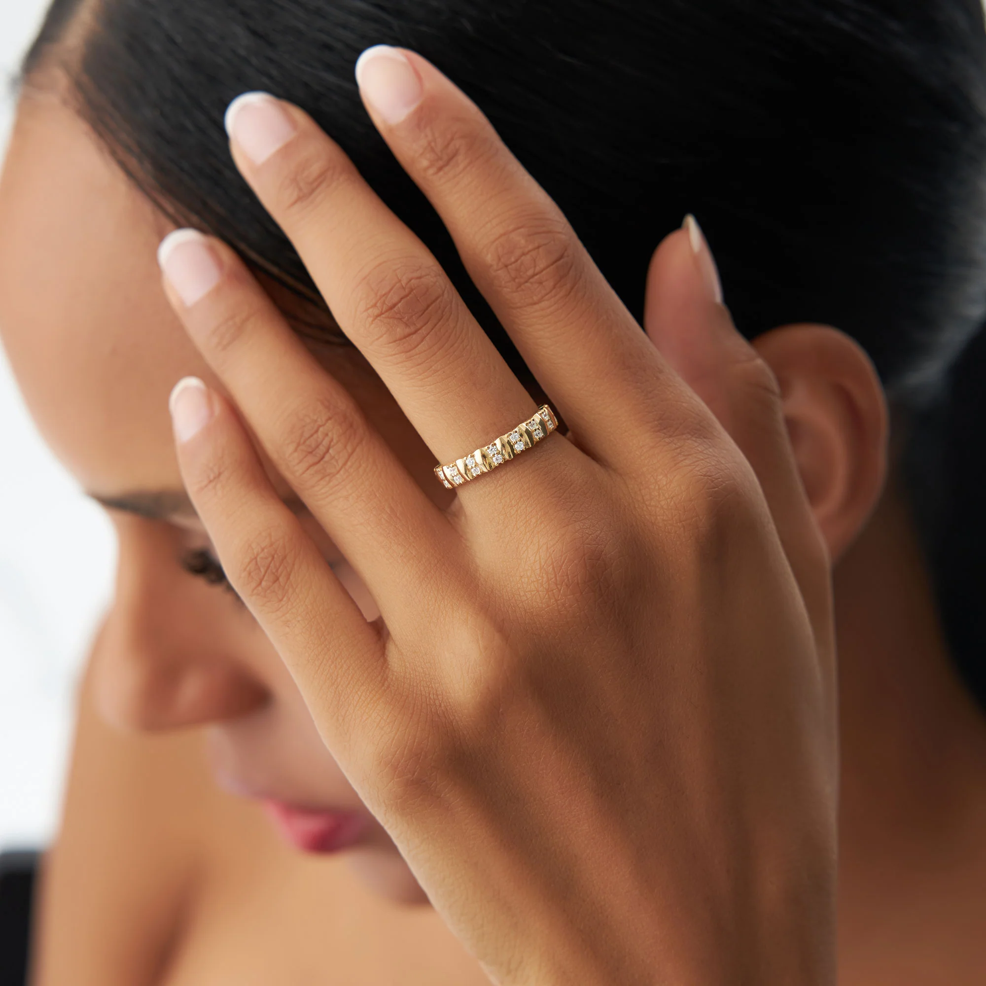 14k Unique Double Row Diamond Eternity Ring - Image 6